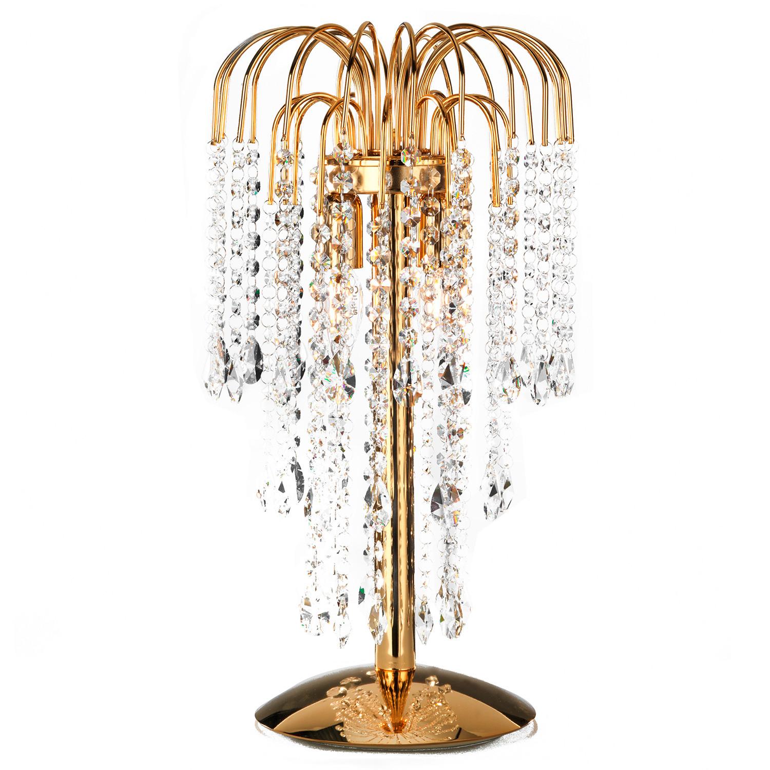Kristall-Tischleuchte Pioggia Goldfarben max. 6 Watt - Goldfarben, KONVENTIONELL, Glas/Metall (25/50cm)
