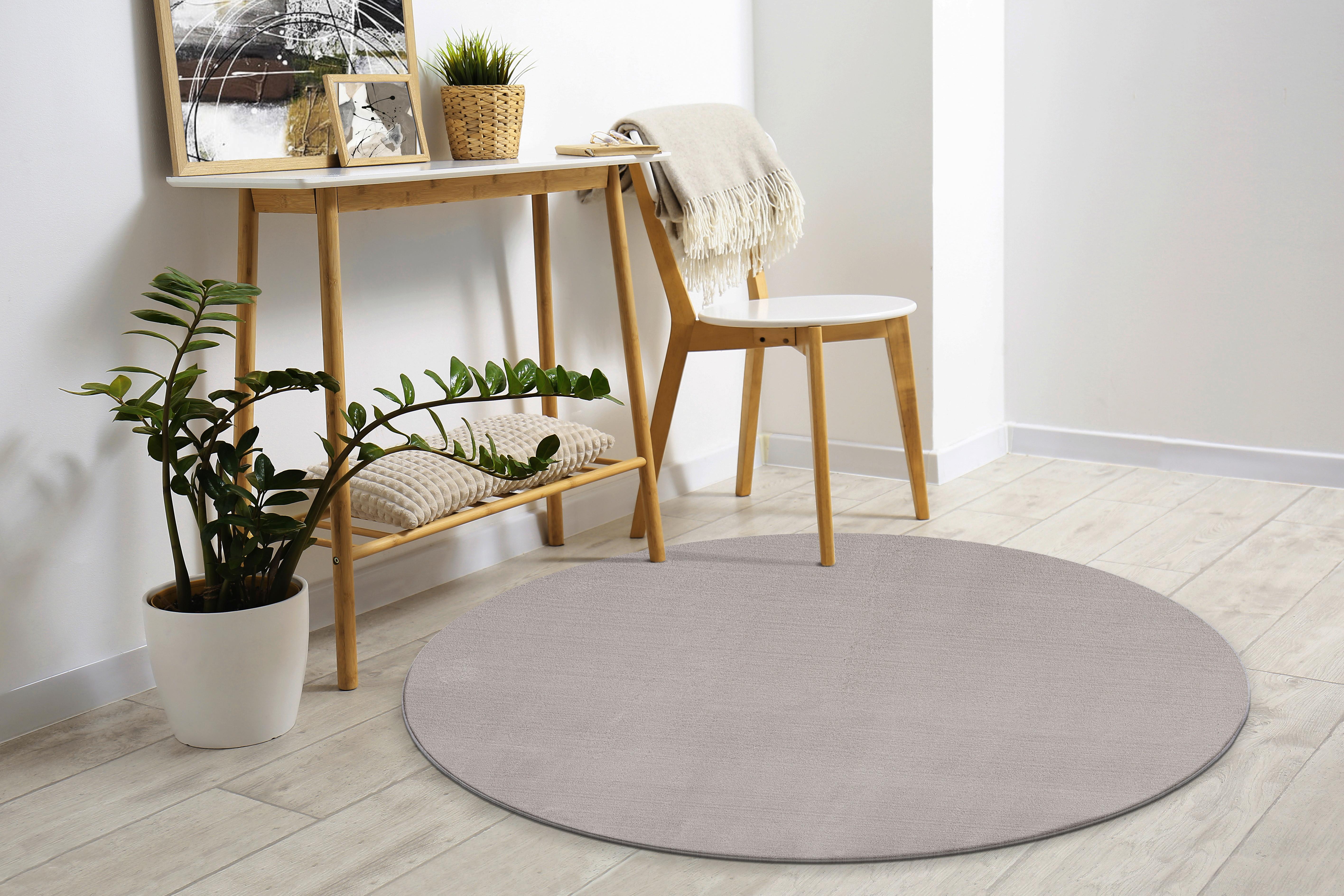 Fellteppich Loft Sandfarben Ø ca. 120cm - Sandfarben, KONVENTIONELL, Textil (120cm)