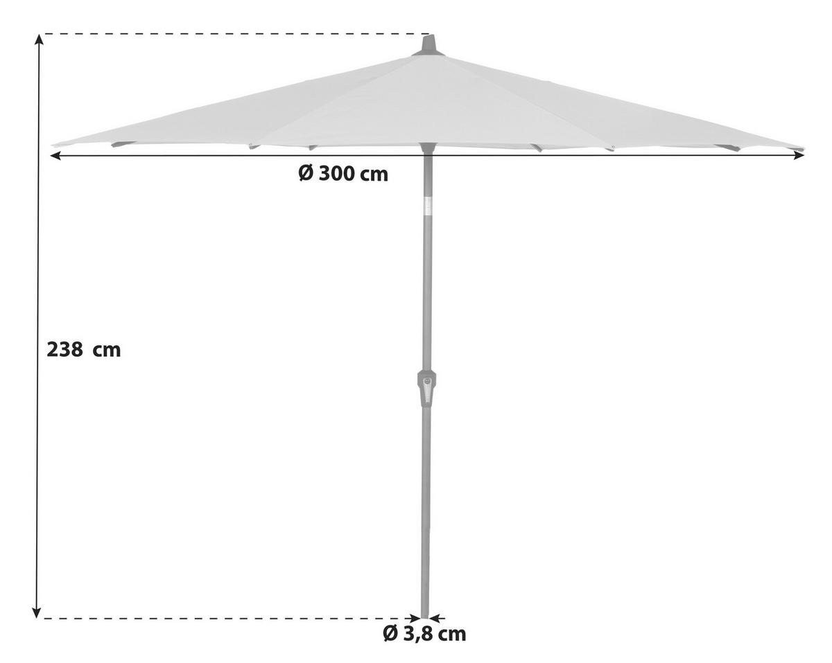 Sonnenschirm Ø 300 H: 238 cm Anthrazit/Grau - Anthrazit/Grau, KONVENTIONELL, Textil/Metall (300/300cm) - Siena Garden