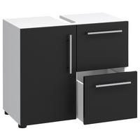 Waschbeckenunterschrank Flandu ca. 61 cm Schwarz/Weiß - Silberfarben/Schwarz, KONVENTIONELL, Holzwerkstoff/Kunststoff (61/51/32cm) - MID.YOU