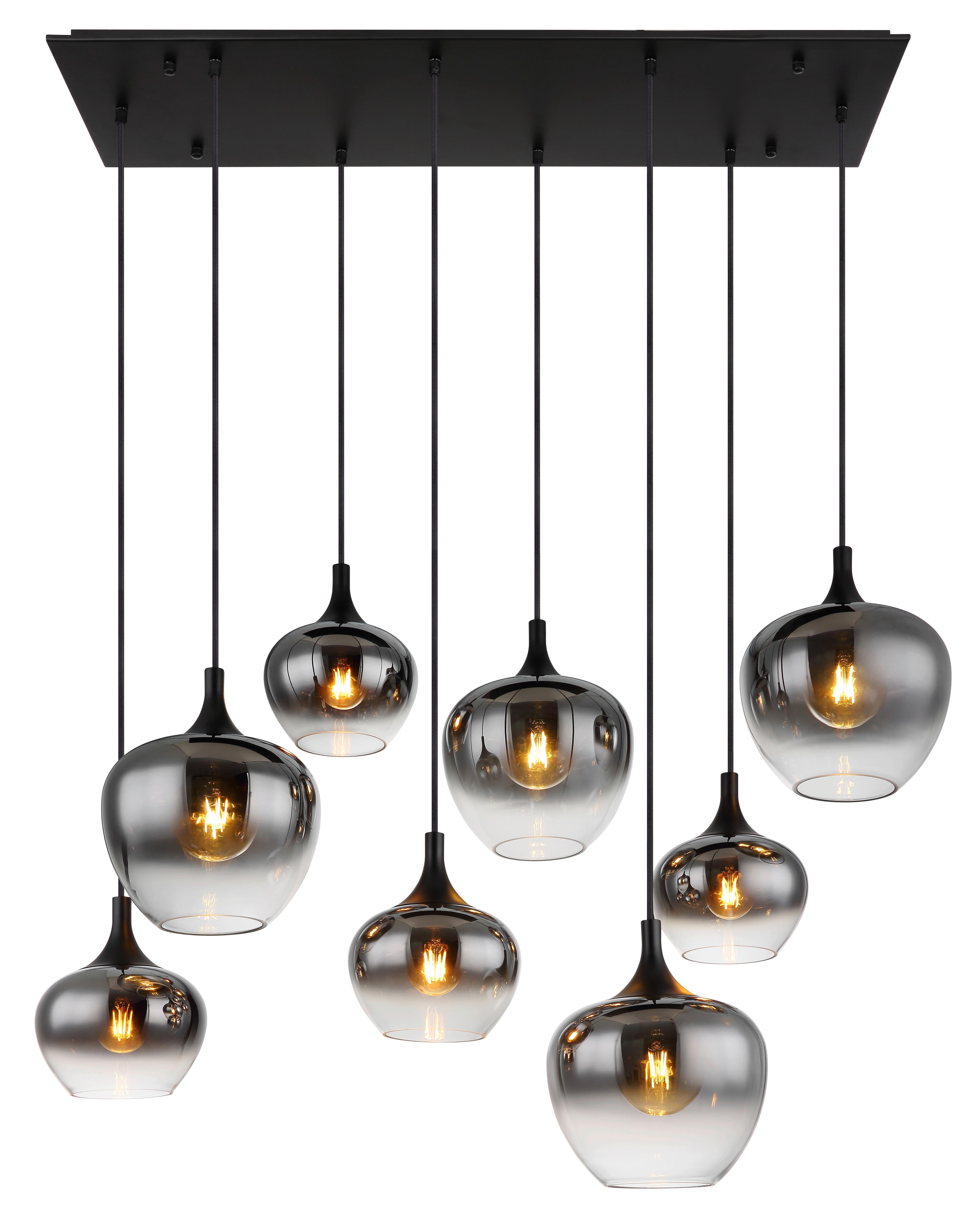 HÄNGELEUCHTE 15548-8H - Schwarz, Design, Glas/Metall (105/45/120cm) - Globo