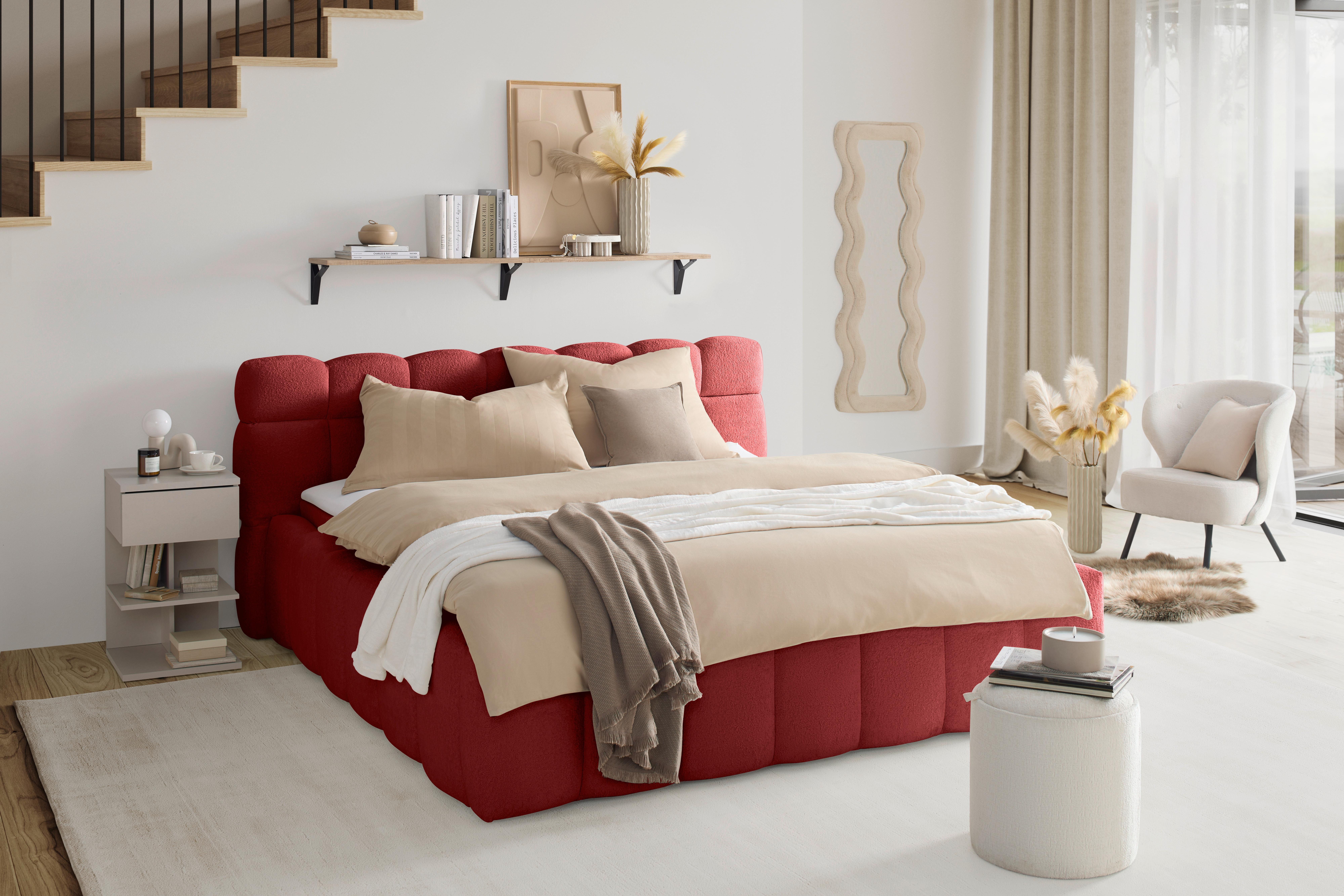 Polsterbett Monte Rot ca. 160x200cm - Rot/Schwarz, KONVENTIONELL, Kunststoff/Textil (160/200cm) - Based
