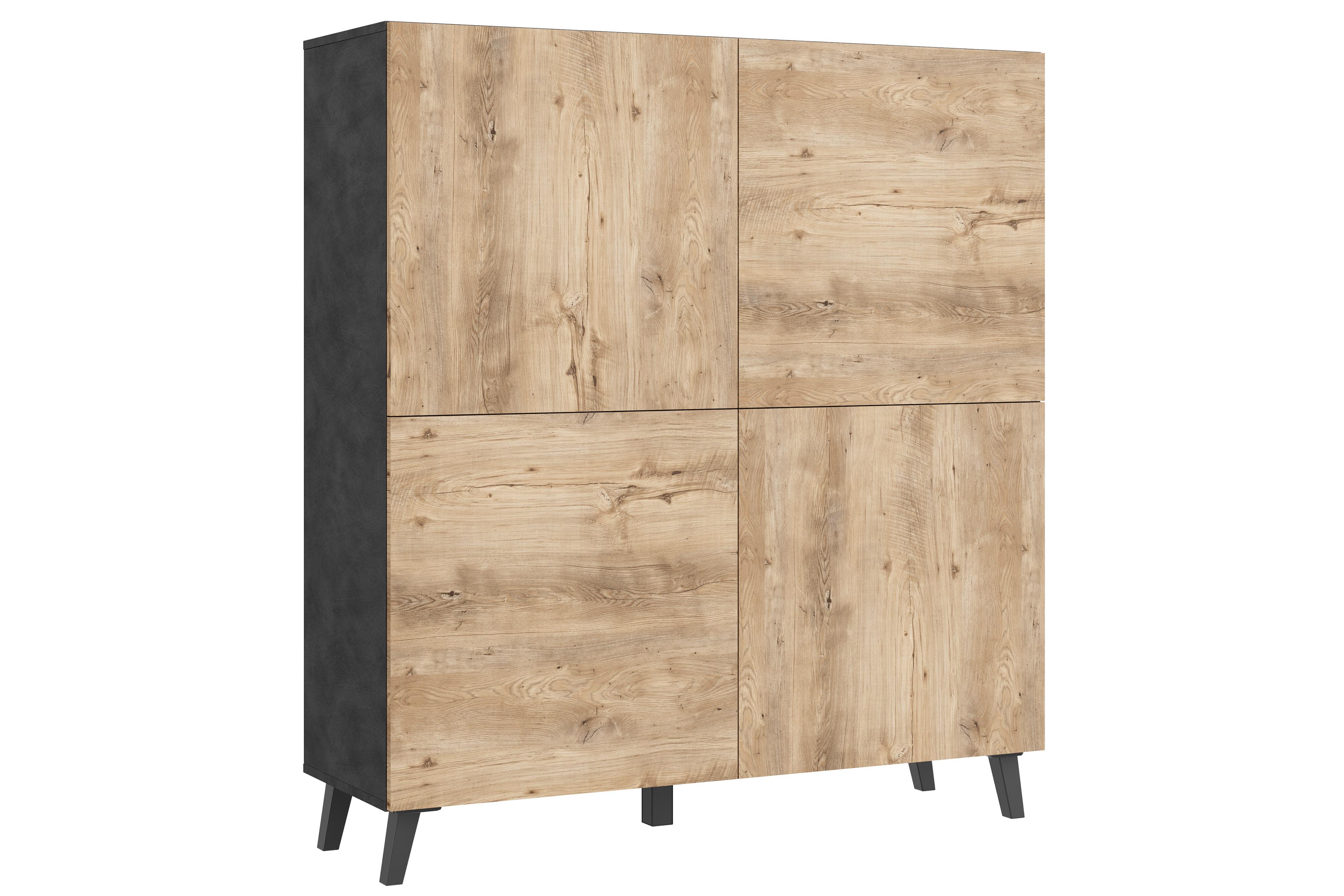 Highboard Phuket Anthrazit/Kastanieneiche - Kastanieneichefarben/Anthrazit, Design, Holzwerkstoff/Kunststoff (120/128/39cm) - P & B