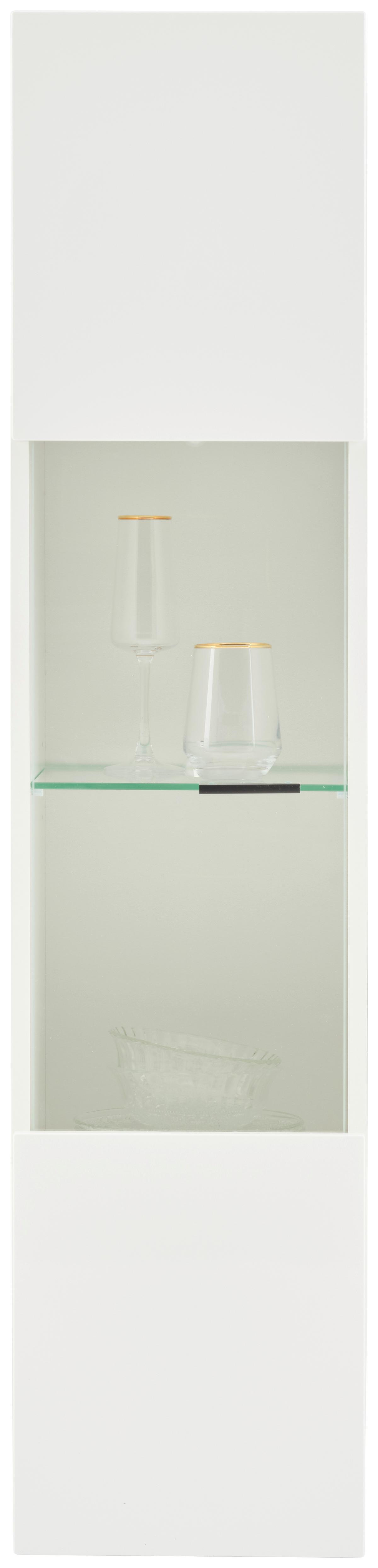 Vitrină suspendată OTIS - alb lucios intens, Modern, sticlă/material pe bază de lemn (30/130,2/34,6cm) - Modern Living