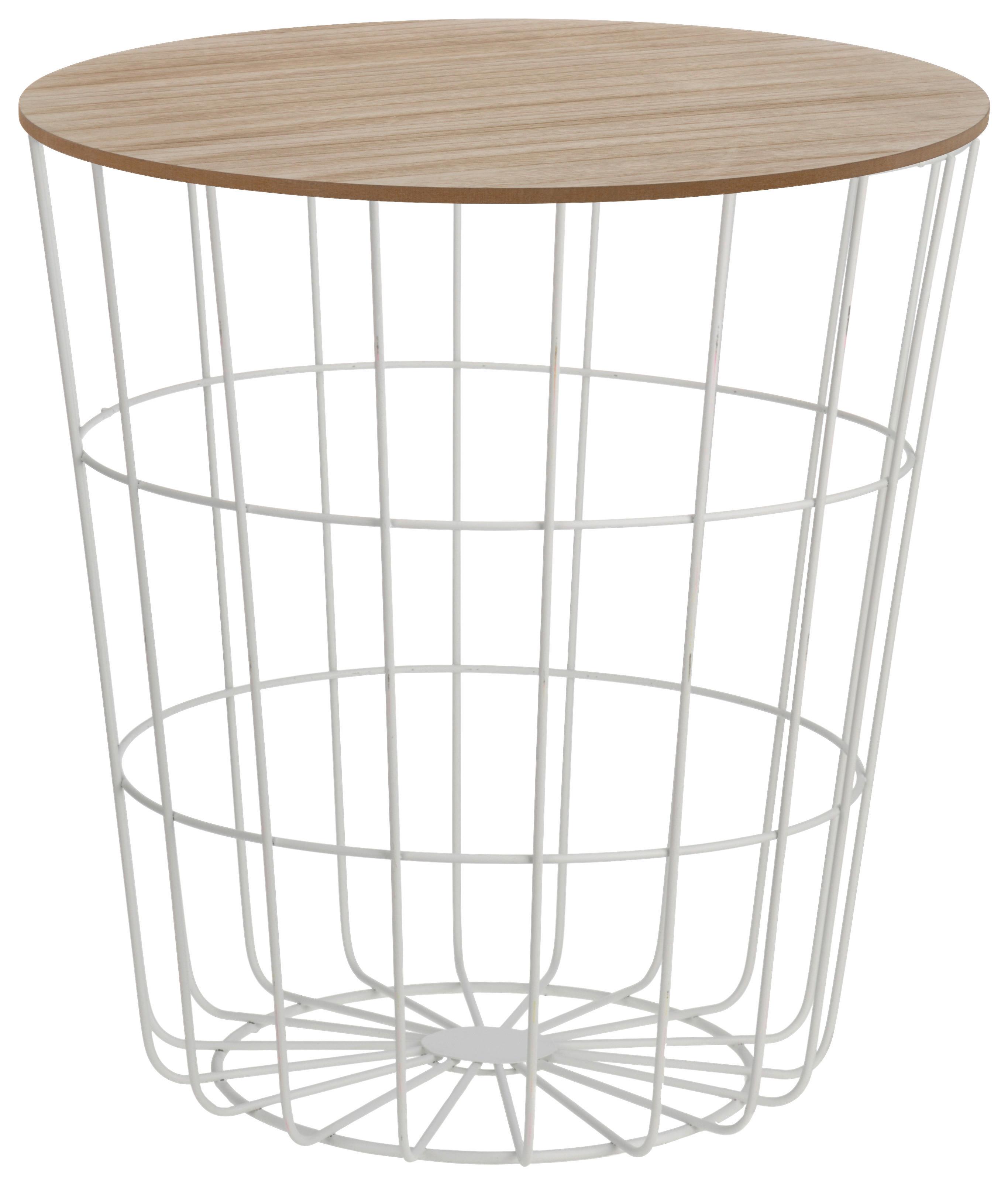 STOLIK BOCZNY HZ1200170 - biały, Basics, metal/drewno (39/41cm)