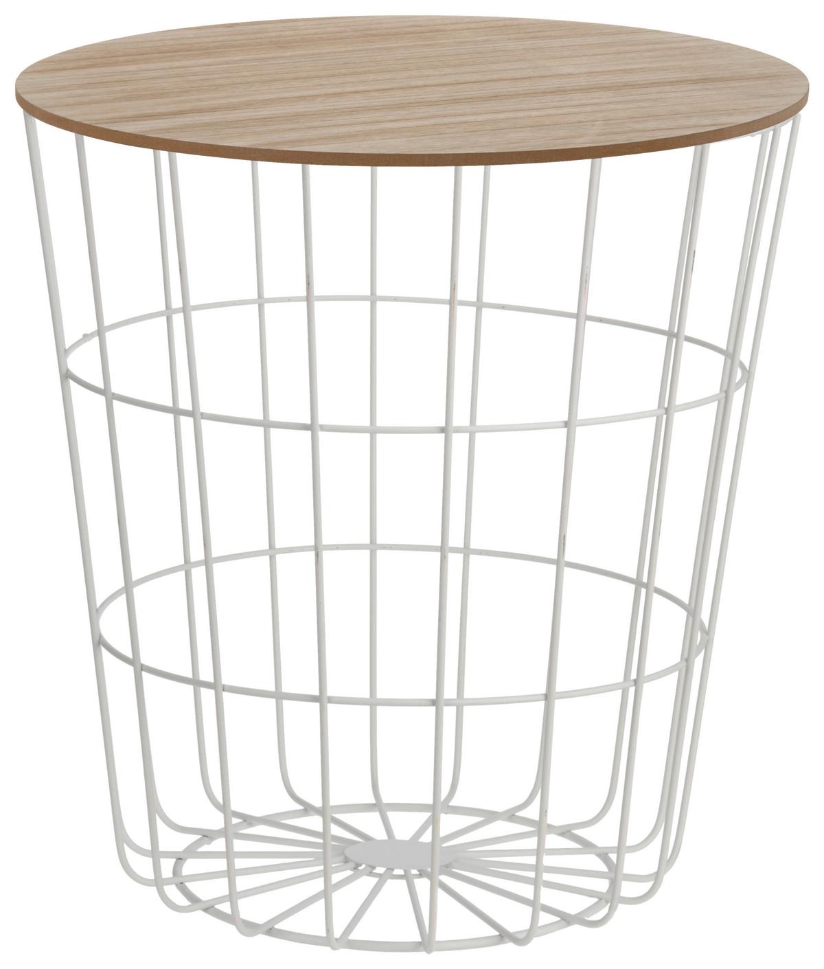 STOLIK BOCZNY HZ1200170 - biały, Basics, metal/drewno (39/41cm)