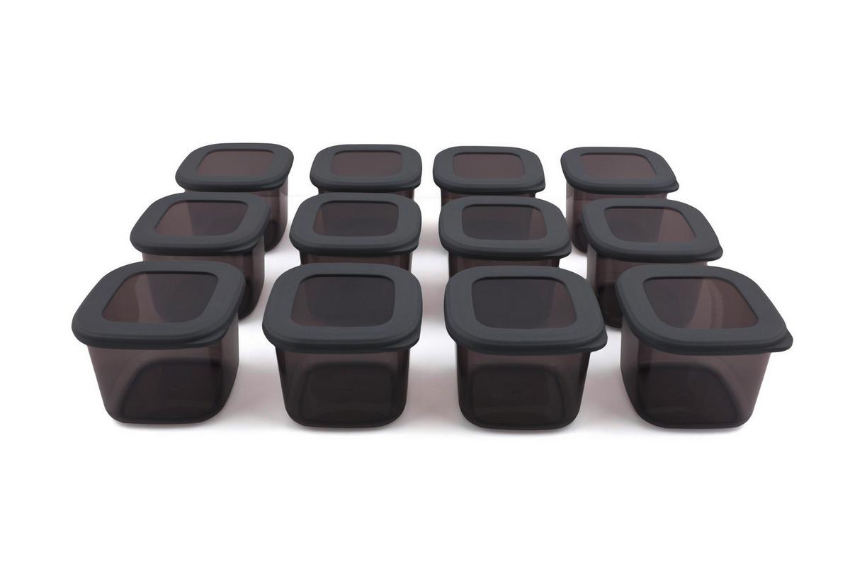 ZESTAW POJEMNIKÓW KUCHENNYCH FOLY - ANTHRACITE - antracytowy/przejrzysty, Basics, tworzywo sztuczne (10/10/9.5cm)