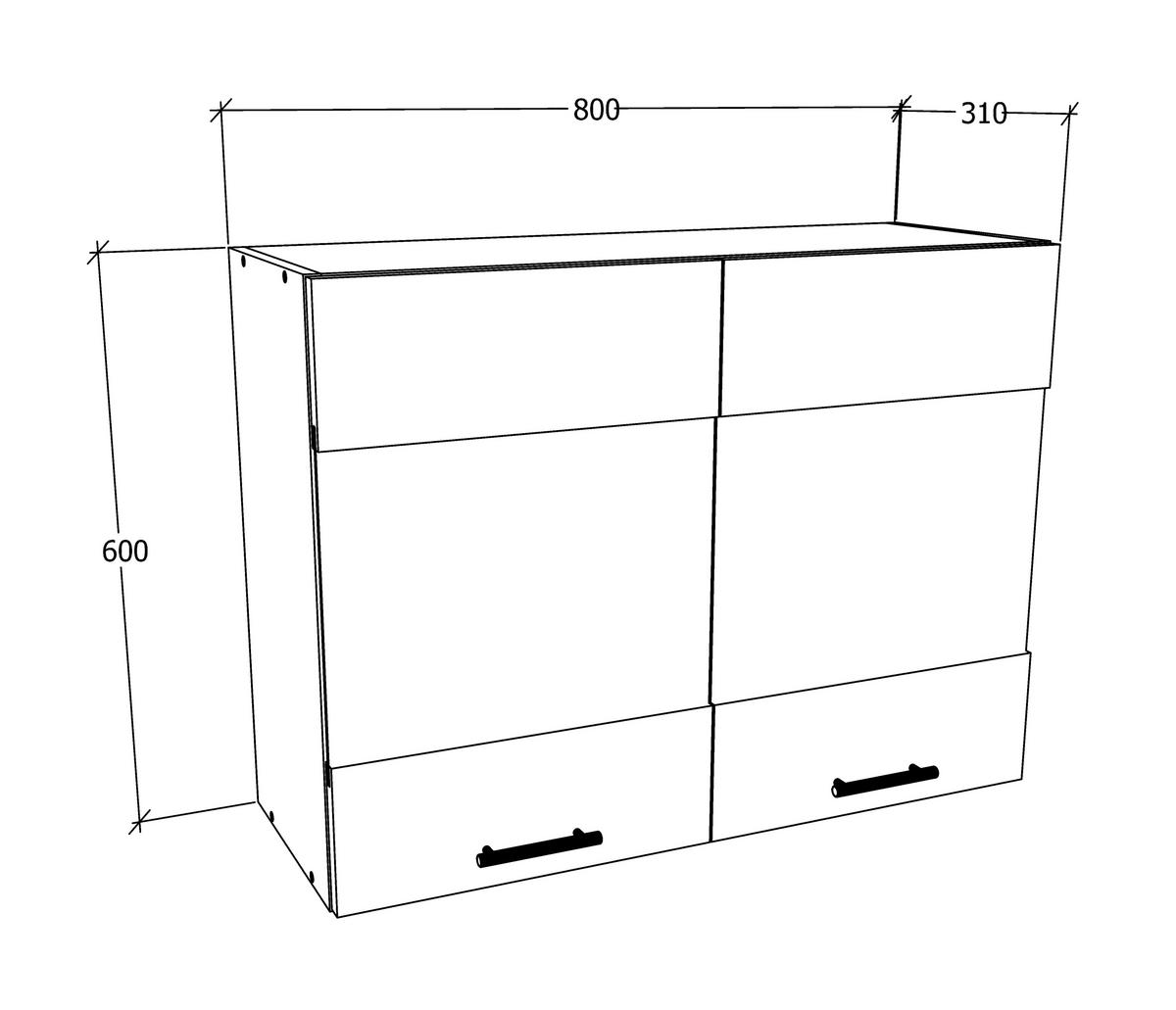 Kuhinjska Zgornja Omarica Esilo, Siva, Bela - bela/barve aluminija, Konvencionalno, kovina/steklo (80/60/31cm) - MID.YOU
