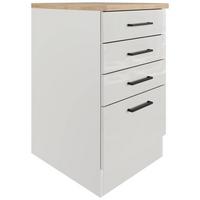 Spodnja Omarica S Predali Levi, Svetlo Siva, Š. 50 Cm - črna/siva, Moderno, kovina/leseni material (50/86/60cm) - FlexWell