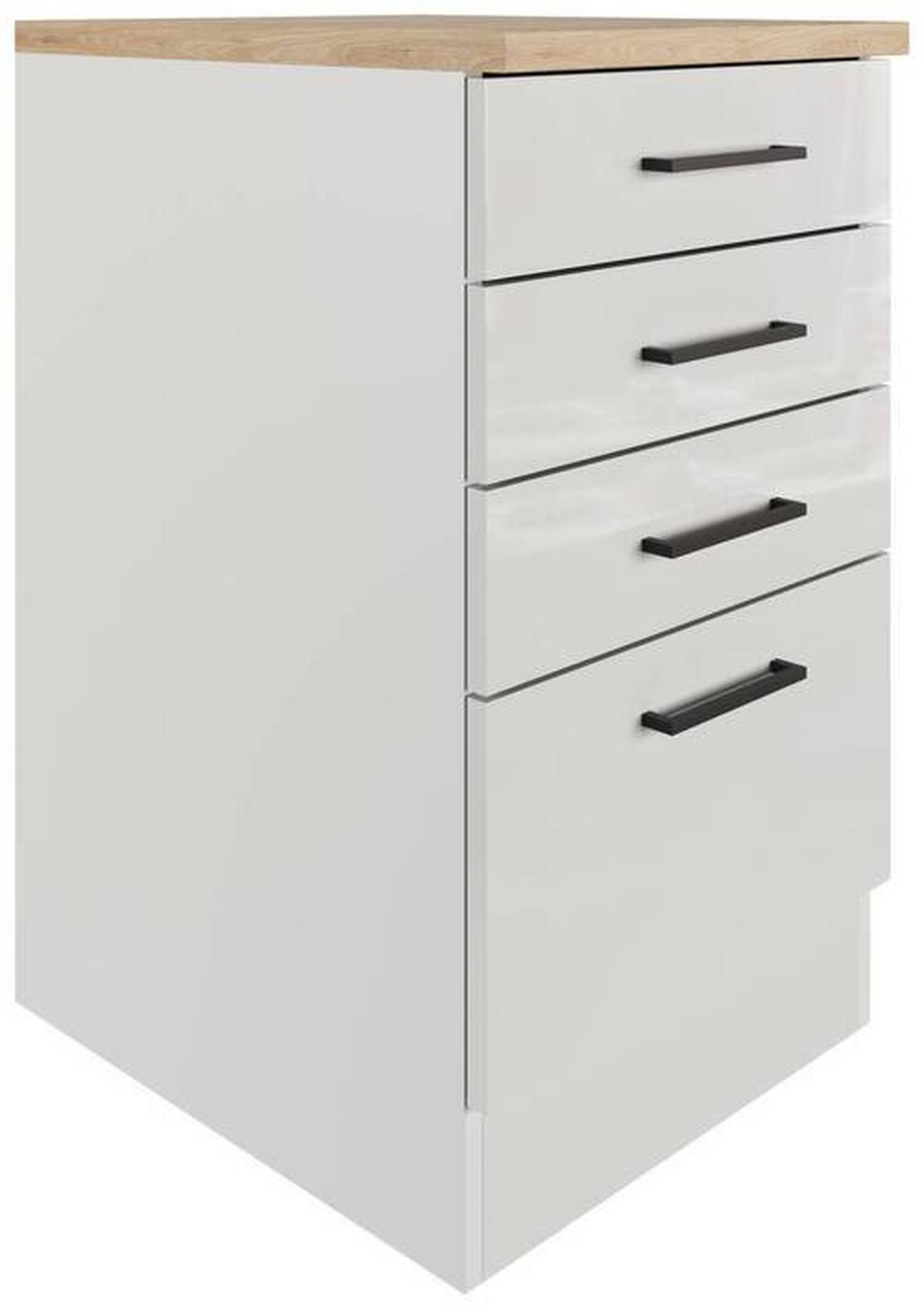 Spodnja Omarica S Predali Levi, Svetlo Siva, Š. 50 Cm - črna/siva, Moderno, kovina/leseni material (50/86/60cm) - FlexWell