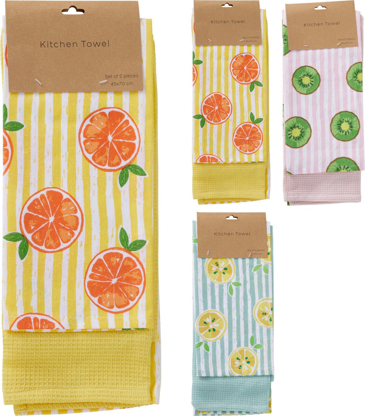 Konyharuhaszett 2db-Os - sárga/pink, Basics, textil (70/45cm)