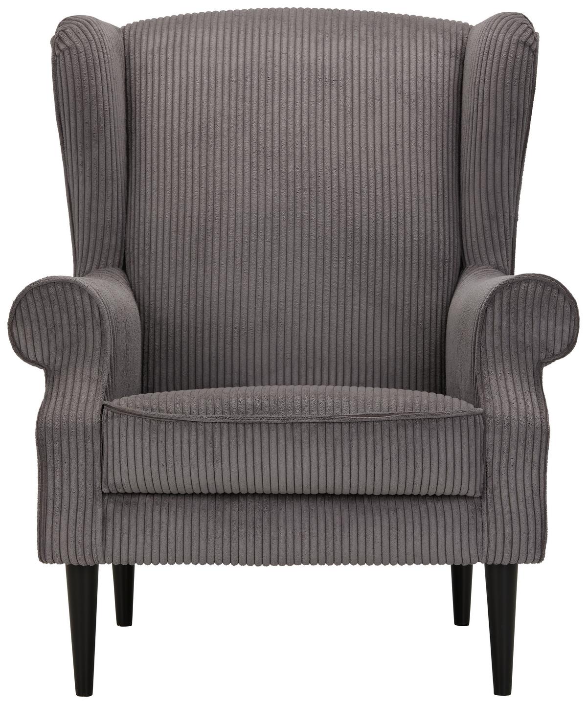 Ohrensessel Viola in Dunkelgrau - Dunkelgrau/Schwarz, Holz/Textil (82/95/85cm) - Mömax