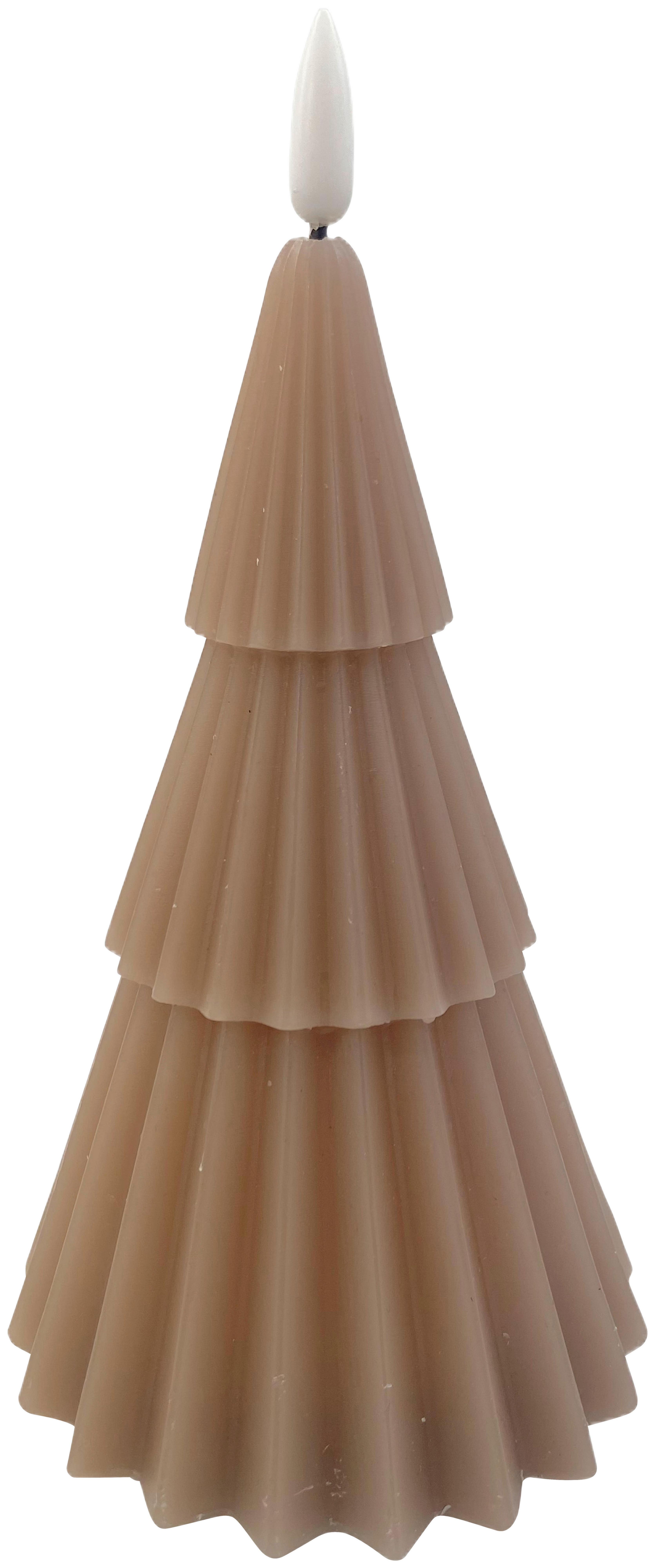LED-Kerze Tree Taupe - Taupe, KONVENTIONELL, Naturmaterialien/Kunststoff (10/16,5cm) - Modern Living