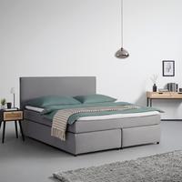 Boxbett Florinda ca. 180x200 cm Grau mit Topper - Schwarz/Grau, Modern, Holz/Kunststoff (180/200cm) - Bessagi Home