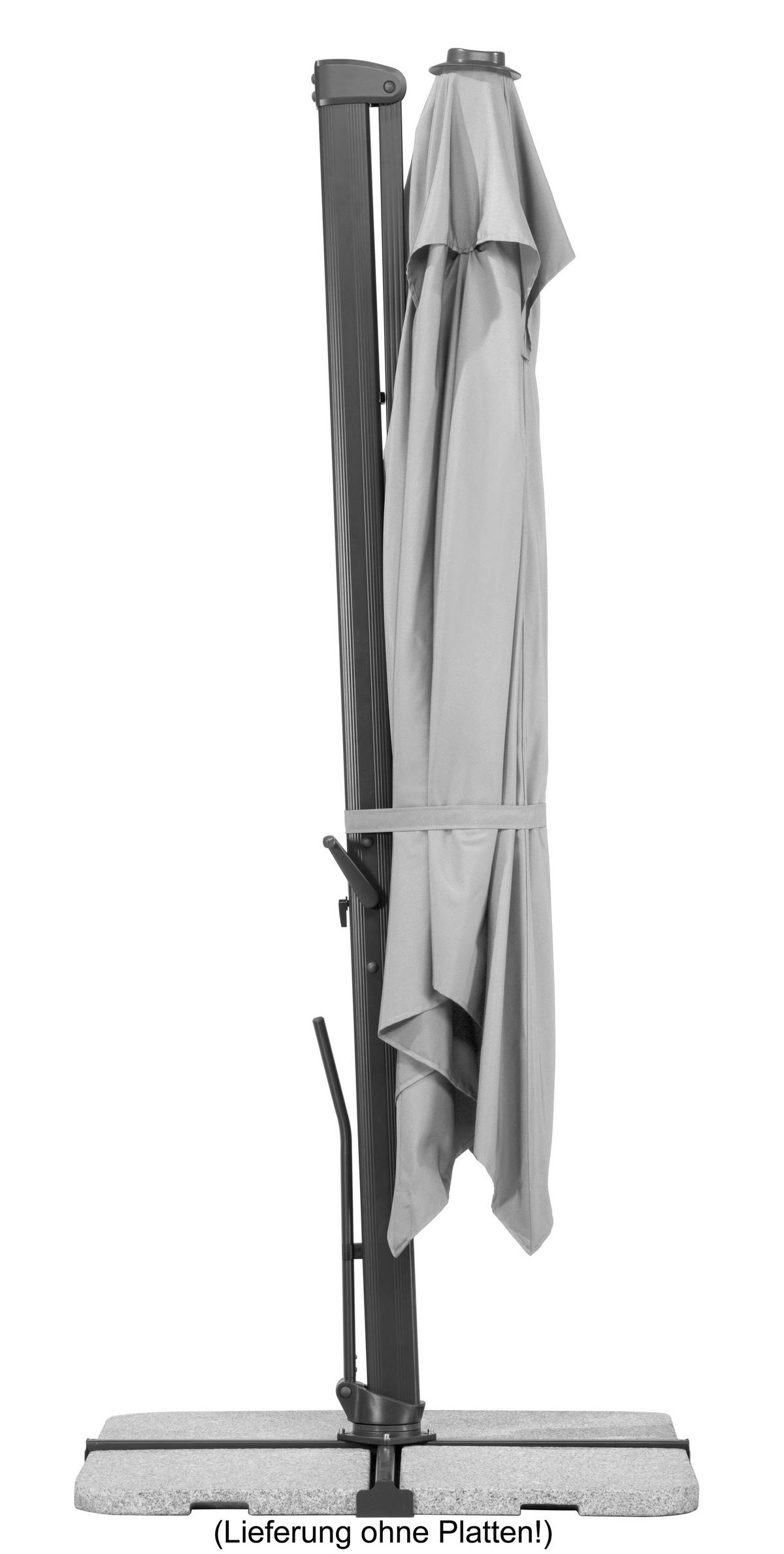 Ampelschirm Rhodos ca. 360x 253x300 cm Hellgrau - Anthrazit/Hellgrau, Basics, Textil/Metall (360/253/300cm) - Schneider