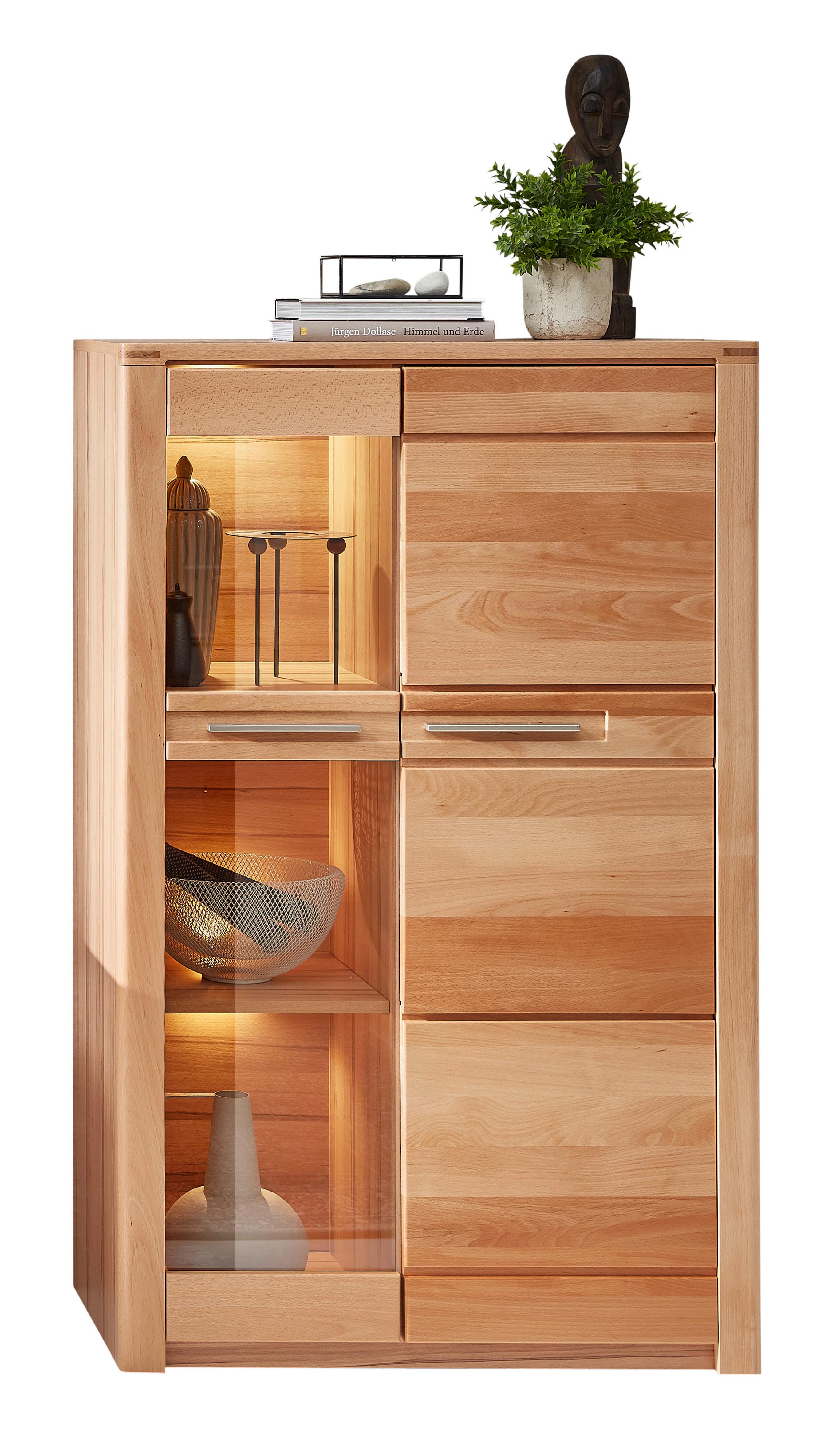 WITRYNA NATURE ONE - kolor stalowy/buk twardzielowy, Natur, materiał drewnopochodny/metal (85/137/40cm) - Carryhome