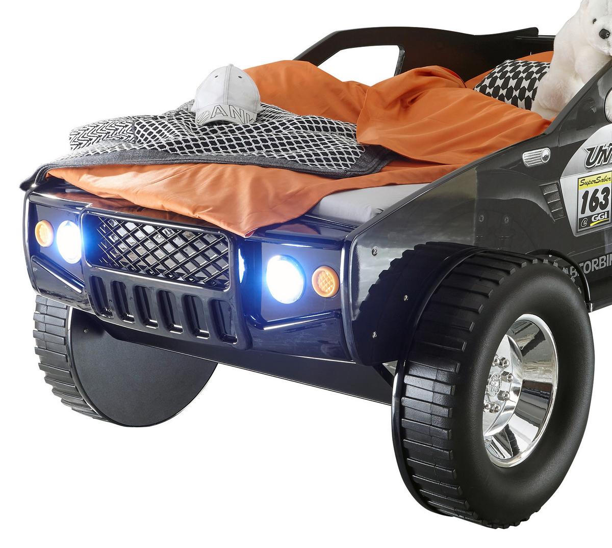 Autobett Jeep inkl. Beleuchtung ca. 120x213 cm - Schwarz, Basics (90/200cm) - MID.YOU