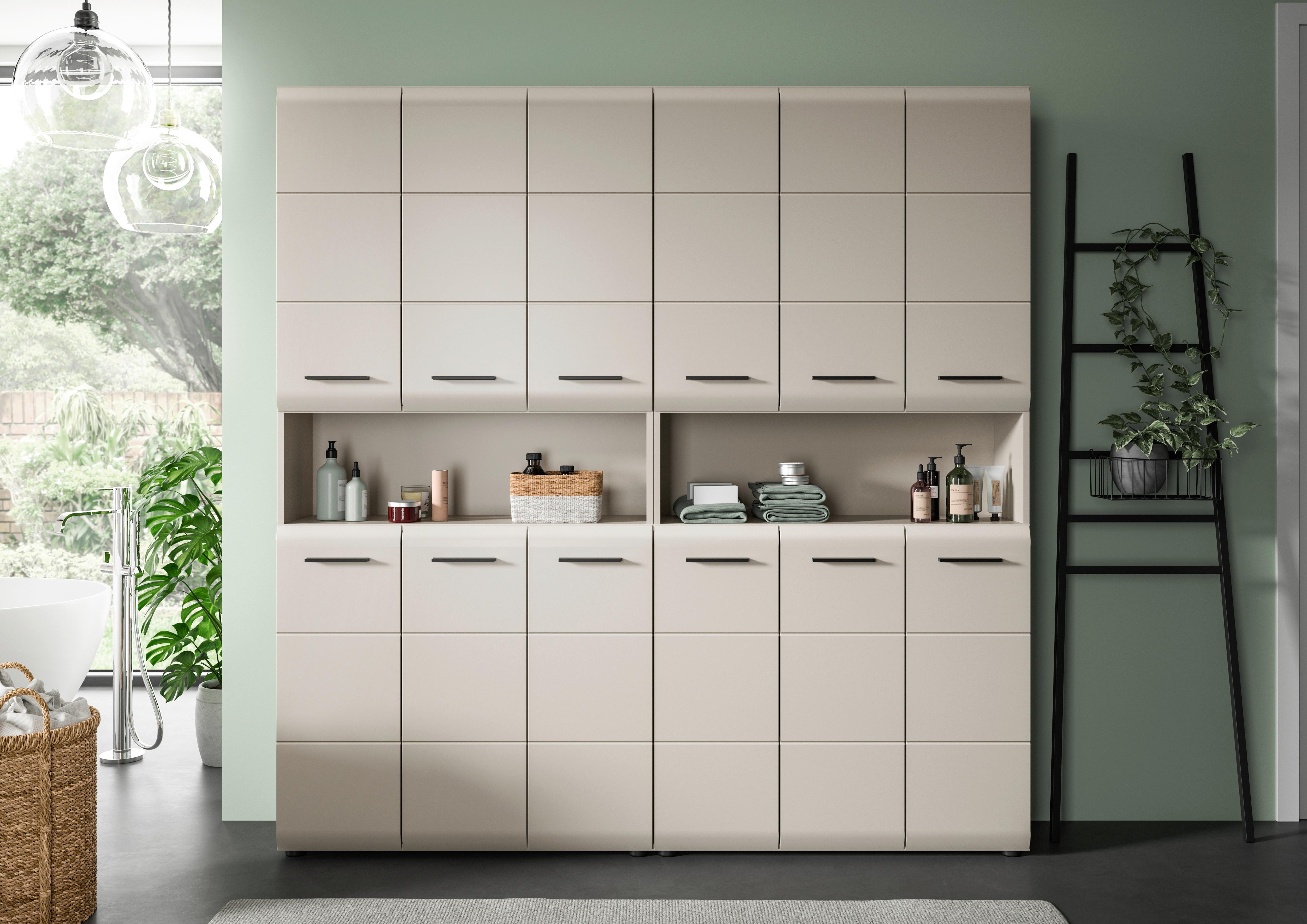 Badezimmer Ice Kaschmir 2-teilig - Kaschmir/Schwarz, Trend, Holzwerkstoff/Kunststoff (180cm) - MID.YOU