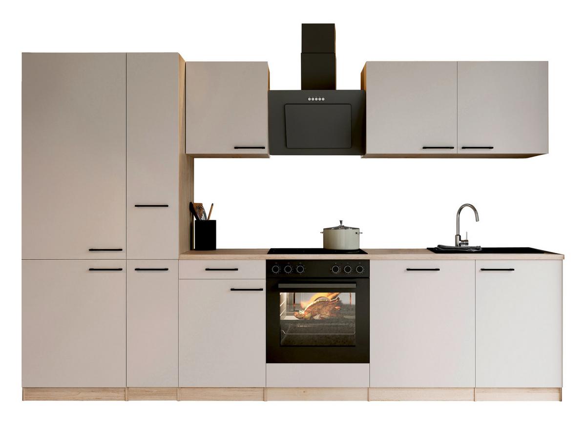Küchenblock Merle m. Geräten Kaschmir - Kaschmir/Eichefarben, Trend, Holzwerkstoff/Metall (310cm) - Respekta