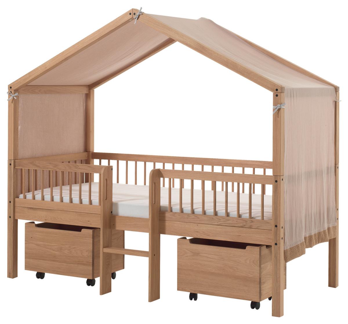 Hausbett FORREST Eichefarben ca.90x200cm Echtholz, Bettlade - Eichefarben/Naturfarben, MODERN, Holz (90/200cm) - Vipack