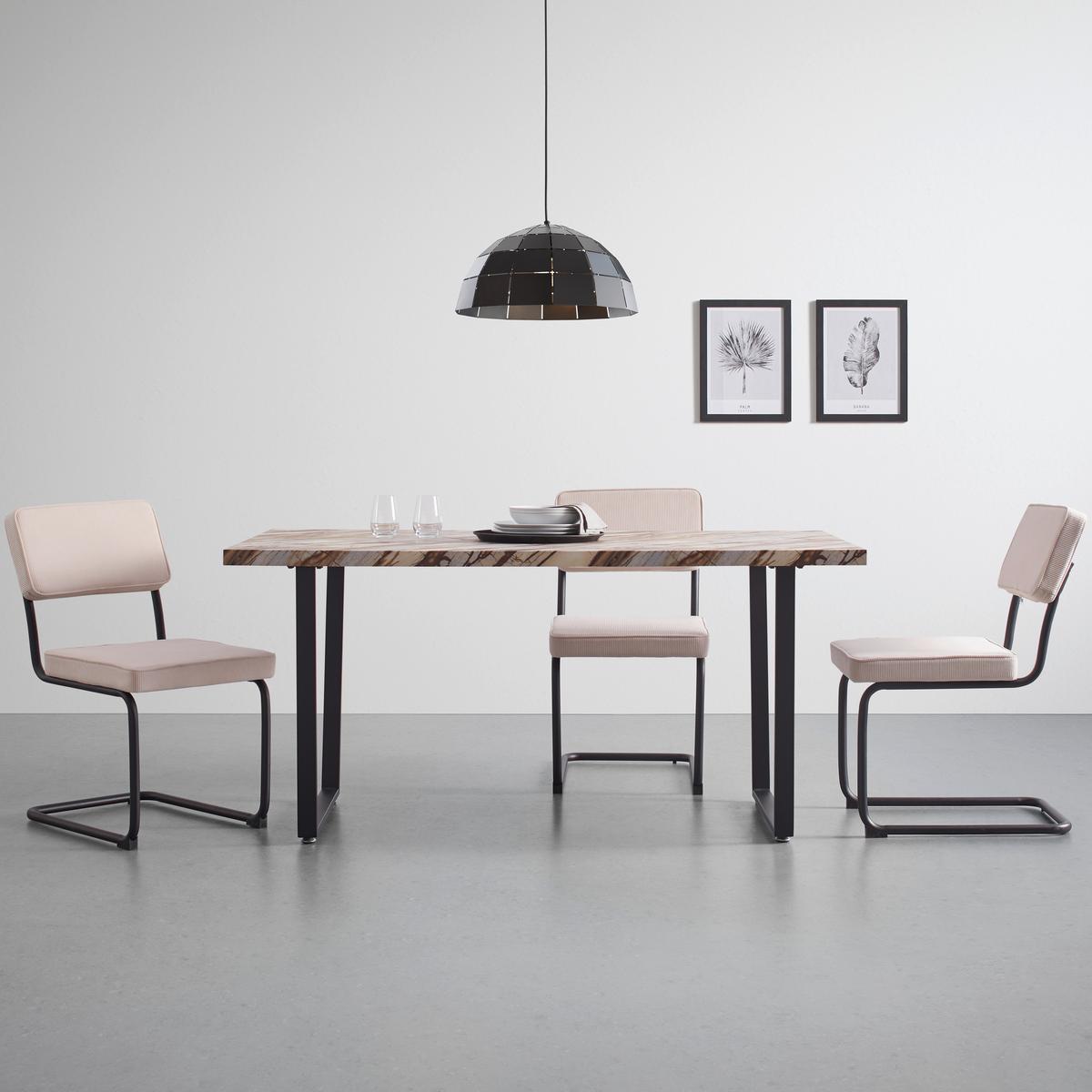 Moderna Jedilna Miza Dave, Videz Marmorja, Črna - črna/bela, Moderno, kovina (160/90/76cm) - Bessagi Home