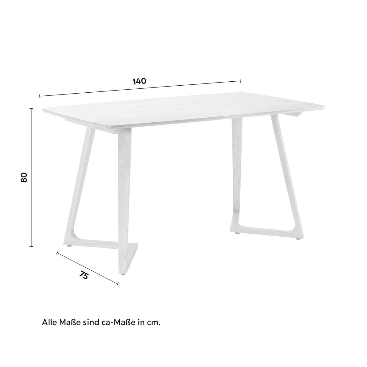 Esstisch Colin in Holz Kautschuk massiv ca. 140x75 cm - Naturfarben, MODERN, Holz (140/75/80cm) - Bessagi Home