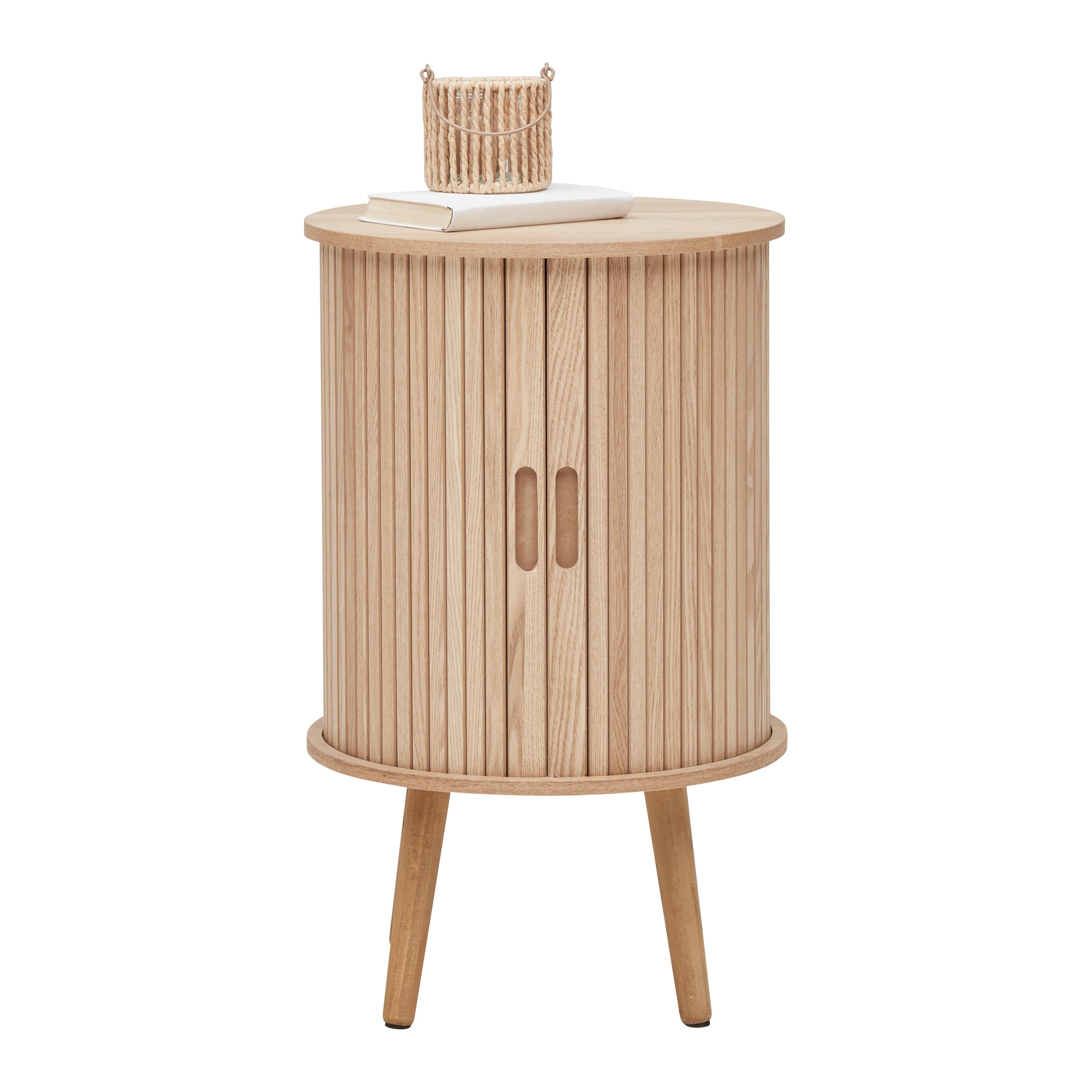 Éjjeliszekrény Kerek Skandy - natúr, Modern, faalapú anyag/fa (40/65/40cm) - Premium Living