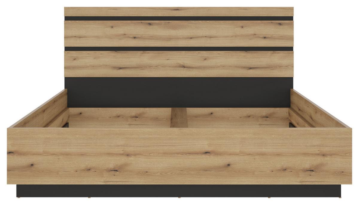 Krevet Corte - boje hrasta/crna, Moderno, drvni materijal/plastika (185/107,2/206,5cm)