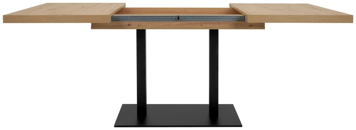 Raztegljiva Jedilna Miza Quadrato, 120-200x80cm - črna/hrast artisan, Konvencionalno, kovina/leseni material (120-200/80/74cm) - MID.YOU