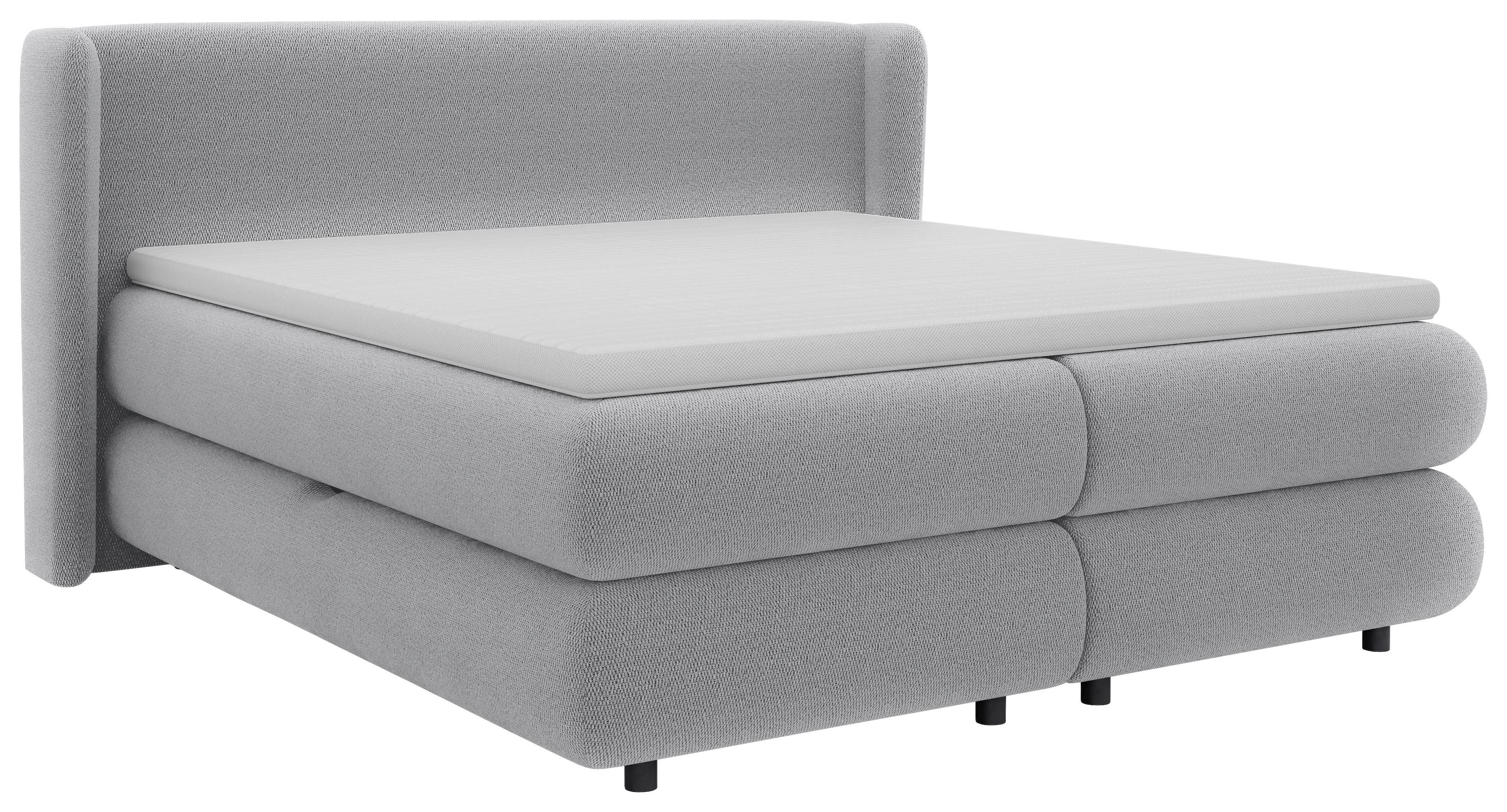 Boxspring Krevet Elodie - srebrne boje/crna, Konvencionalno, tekstil/plastika (160/200cm) - Premium Living