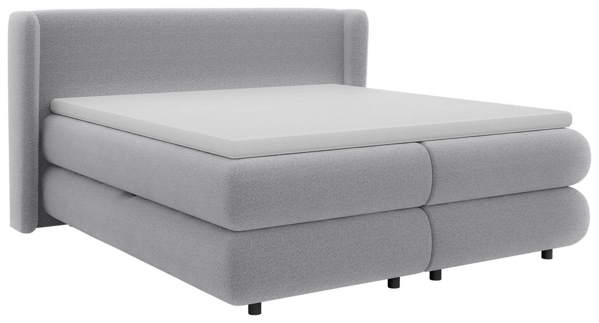 Boxspring Krevet Elodie - srebrne boje/crna, Konvencionalno, tekstil/plastika (180/200cm) - Premium Living