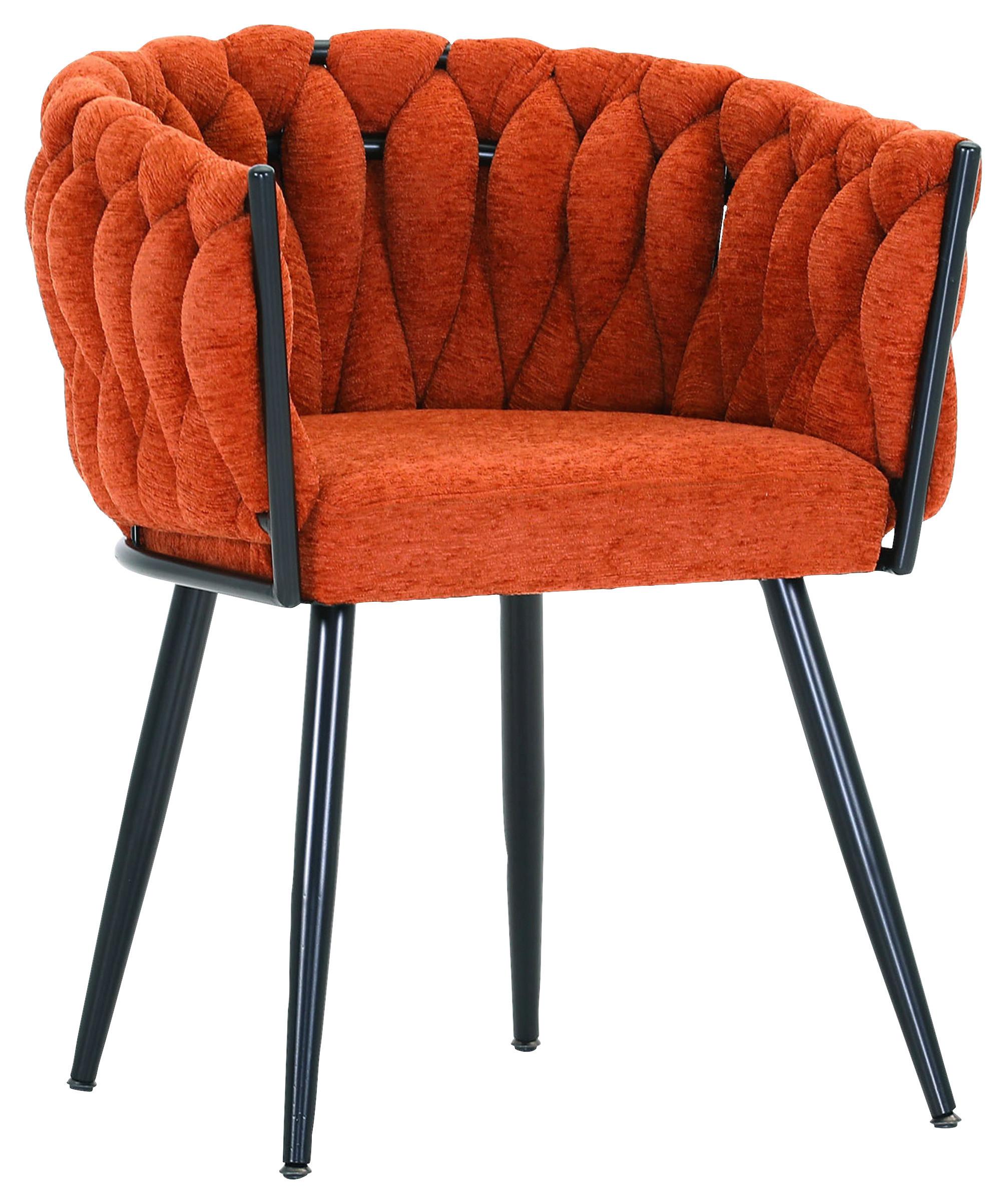 KRZESŁO Z PODŁOKIETNIKAMI WEAVY - kolor rdzawy/czarny, Design, metal/tkanina (60/78/55cm) - Landscape