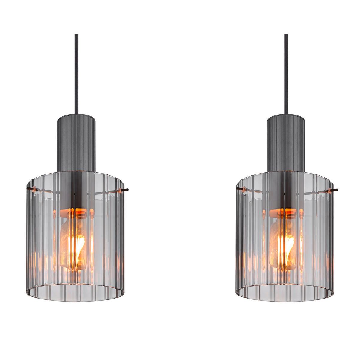 Hängeleuchte Tulivar Dunkelgrau max. 40 Watt - Dunkelgrau, Design, Glas/Metall (98/18/120cm) - Globo