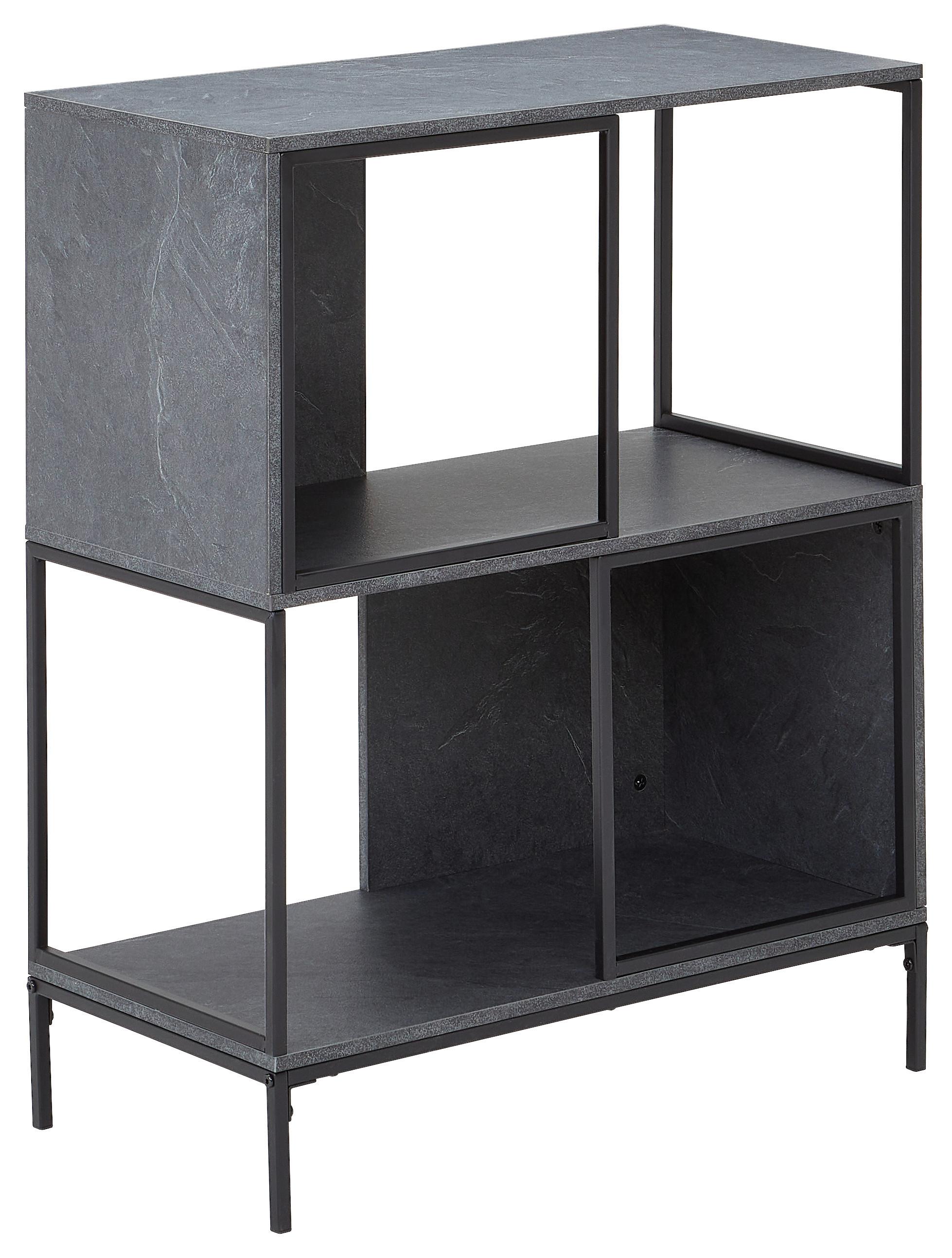 REGAŁ SEVILLA - czarny/szary, Modern, materiał drewnopochodny/metal (70/86/35cm) - PBJ