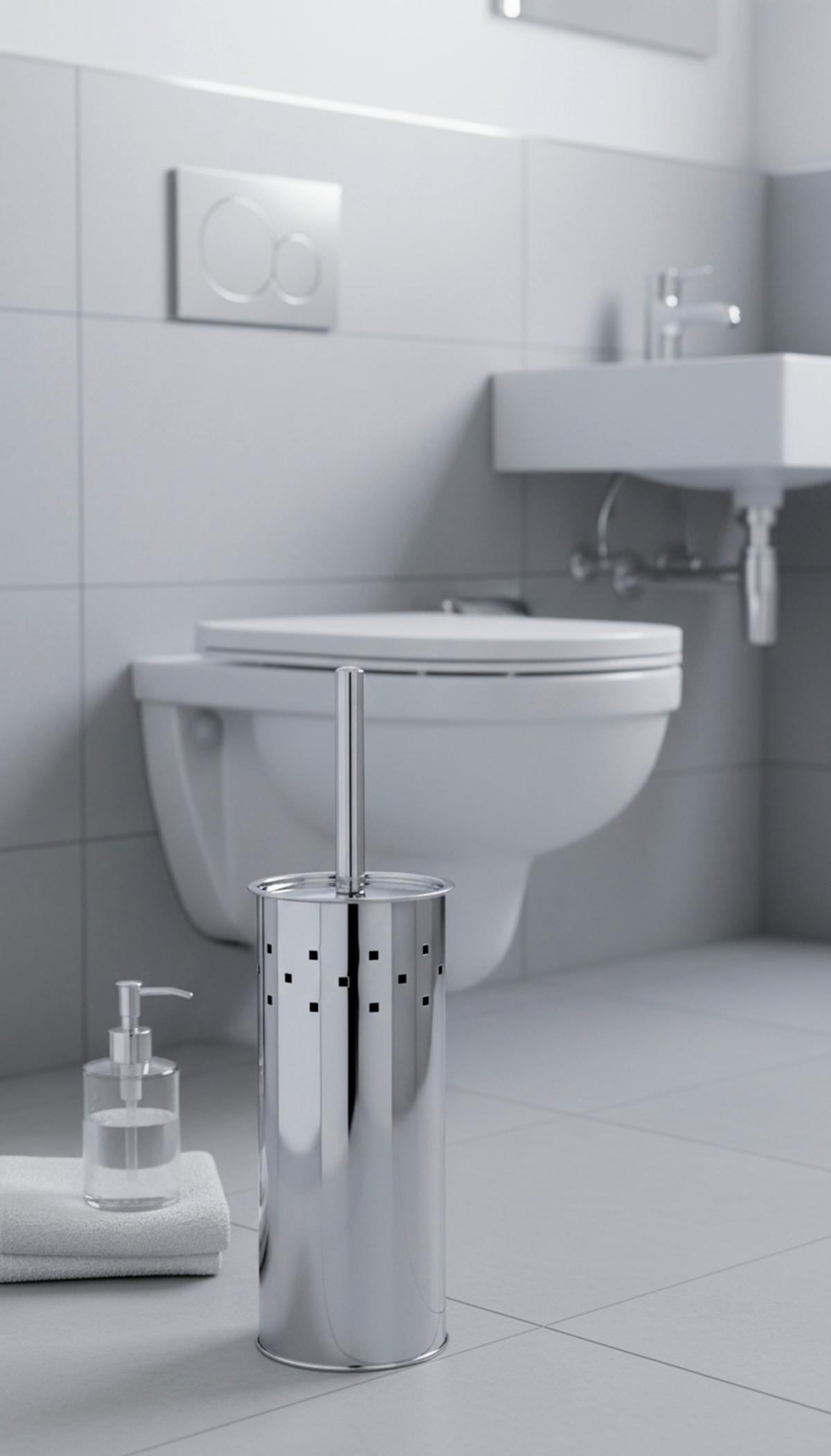 WC-Bürstengarnitur Bürstl in Edelstahlfarben - Edelstahlfarben, Kunststoff/Metall (9,5/39/9,5cm) - Mömax