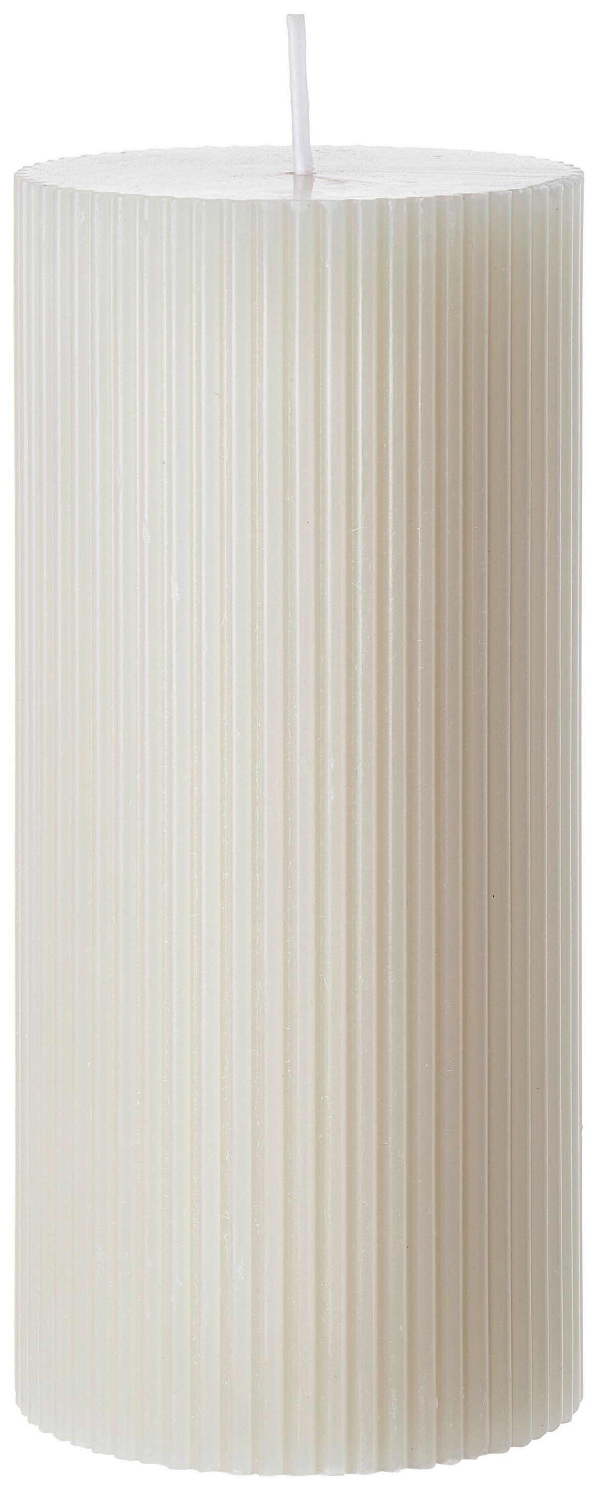 Stumpenkerze Stripes in diversen Farben - Taupe/Hellrosa (7/15cm) - Premium Living