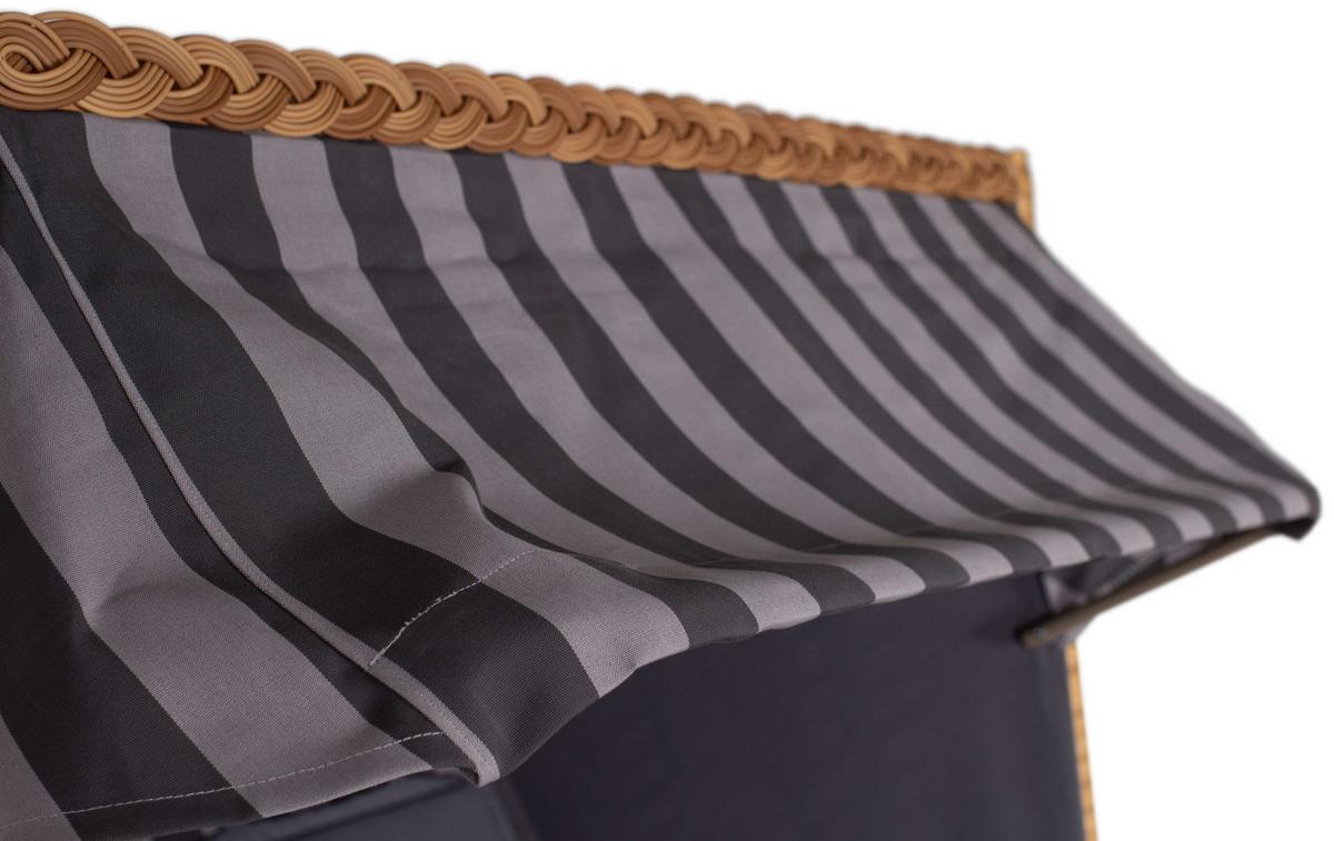 Strandkorb Trend Akazie/Grau - Naturfarben, LIFESTYLE, Holz/Textil (120/165/80cm)