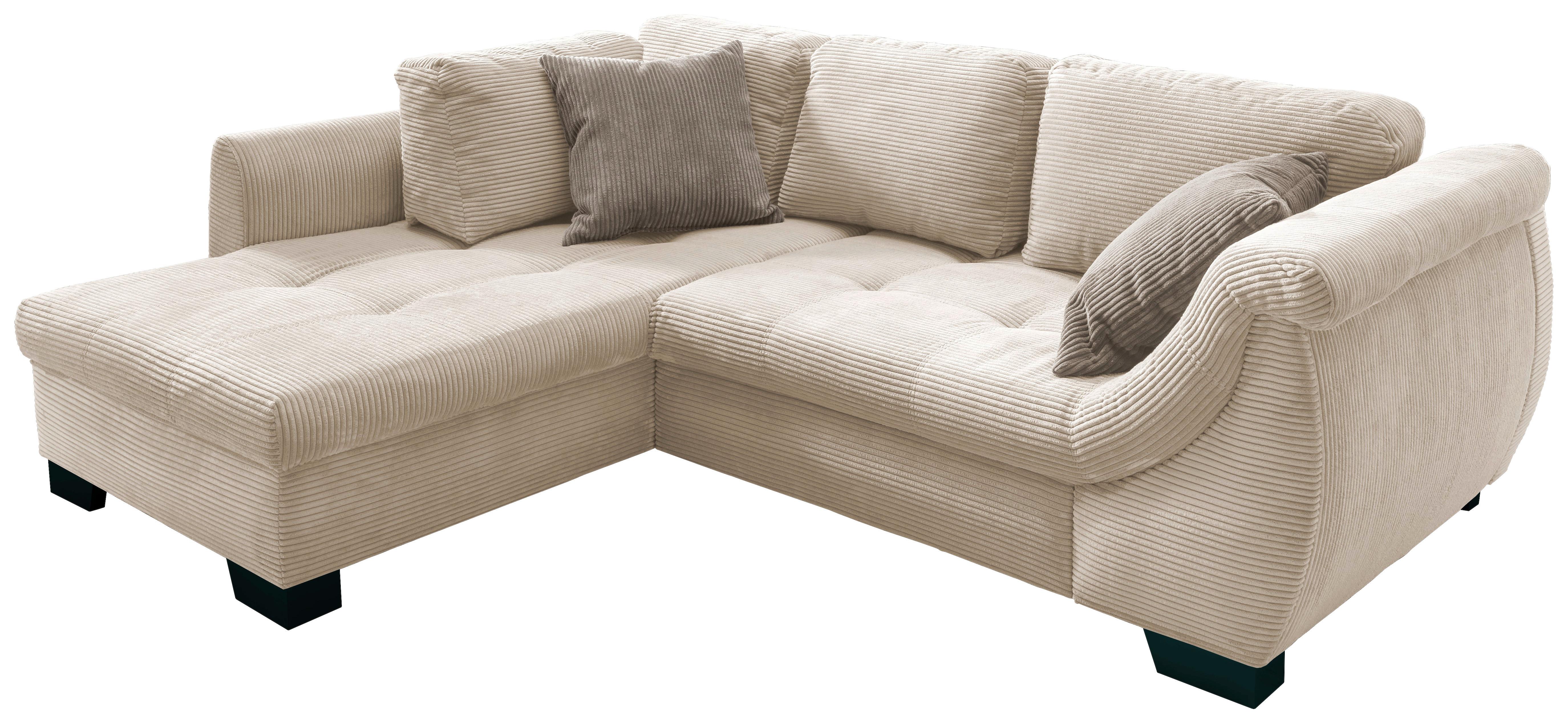Wohnlandschaft Flora Beige Cord - Graubraun/Beige, Design, Holz/Textil (190/250cm) - MID.YOU