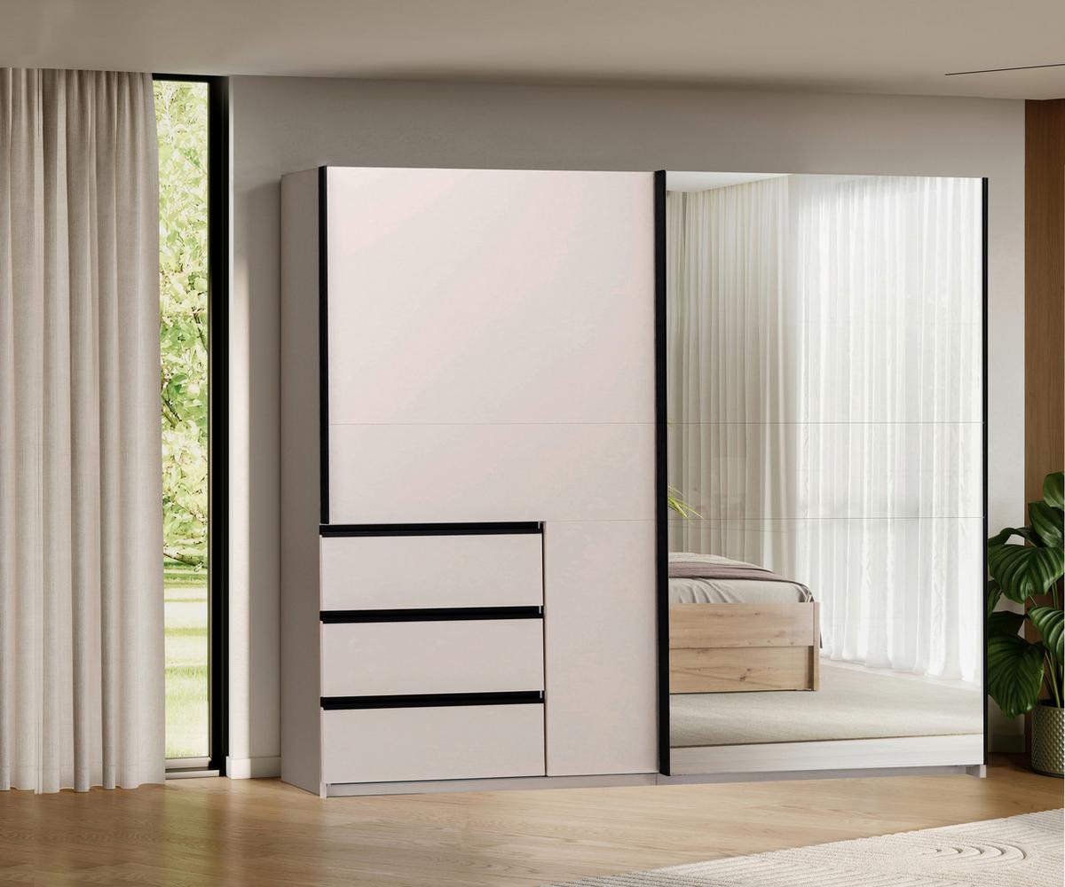 Omara Z Drsnimi Vrati Wilma, Kašmir - kašmir/črna, Moderno, kovina/leseni material (250/210/61,5cm) - P & B