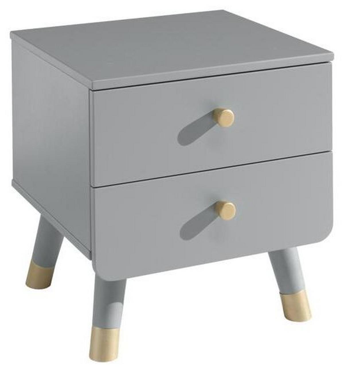 Kindernachtkästchen Grau H: 45,2 cm Billy - Goldfarben/Grau, KONVENTIONELL, Holzwerkstoff/Kunststoff (43/45,20/40cm) - MID.YOU