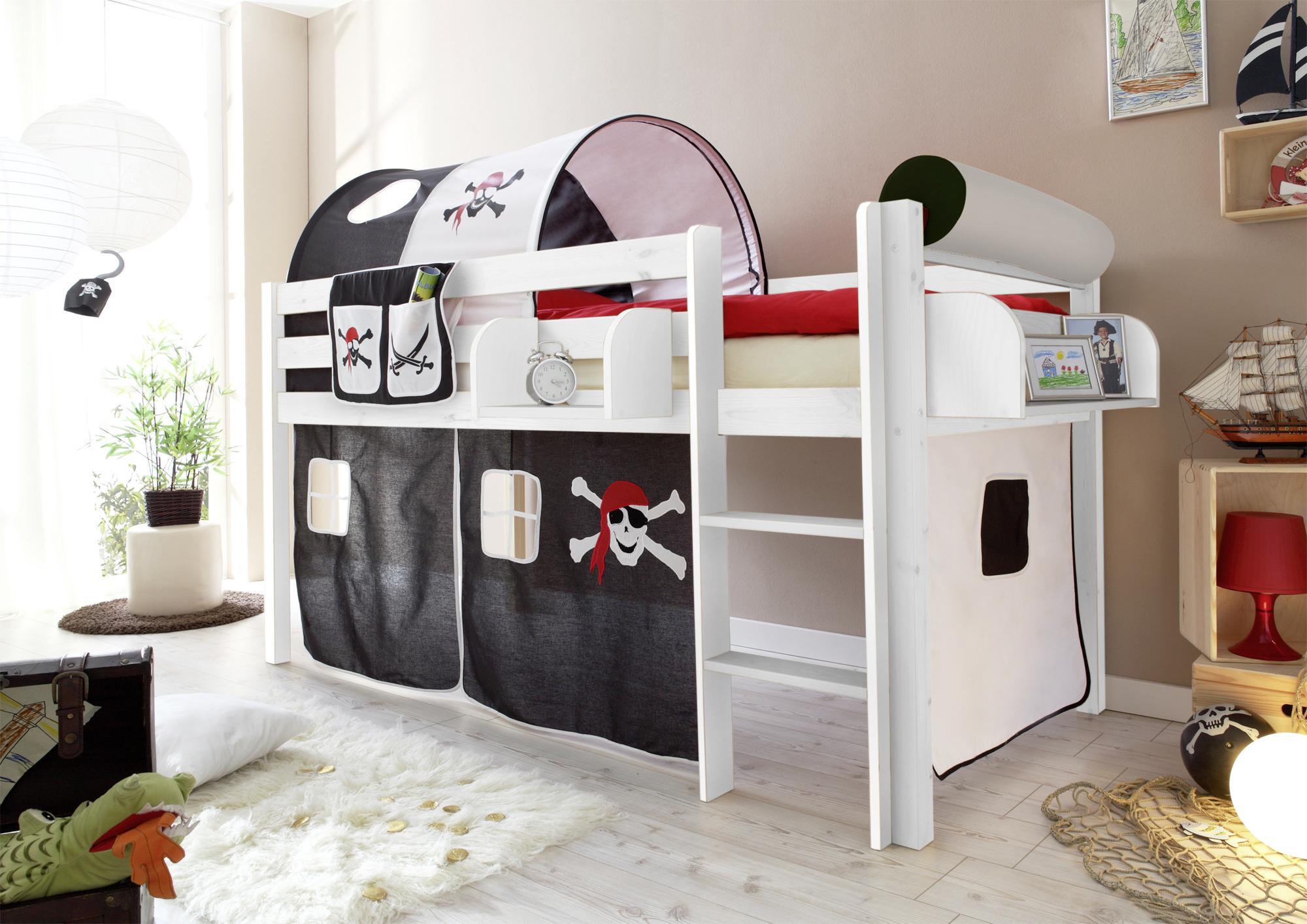 Spielbett Holz Malte ca. 90x200 cm Schwarz - Schwarz/Weiß, Natur, Holz (90/200cm) - MID.YOU