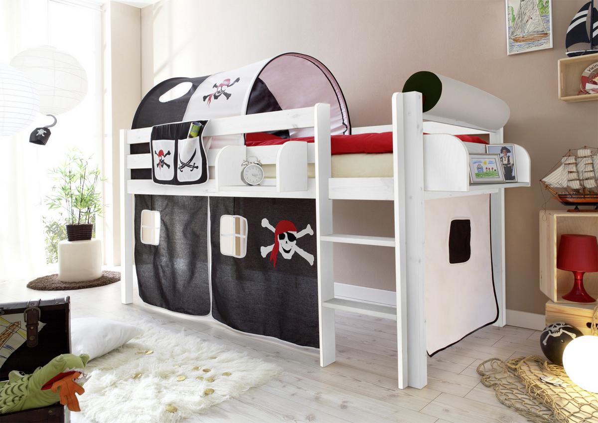 Spielbett Holz Malte ca. 90x200 cm Schwarz - Schwarz/Weiß, Natur, Holz (90/200cm) - MID.YOU