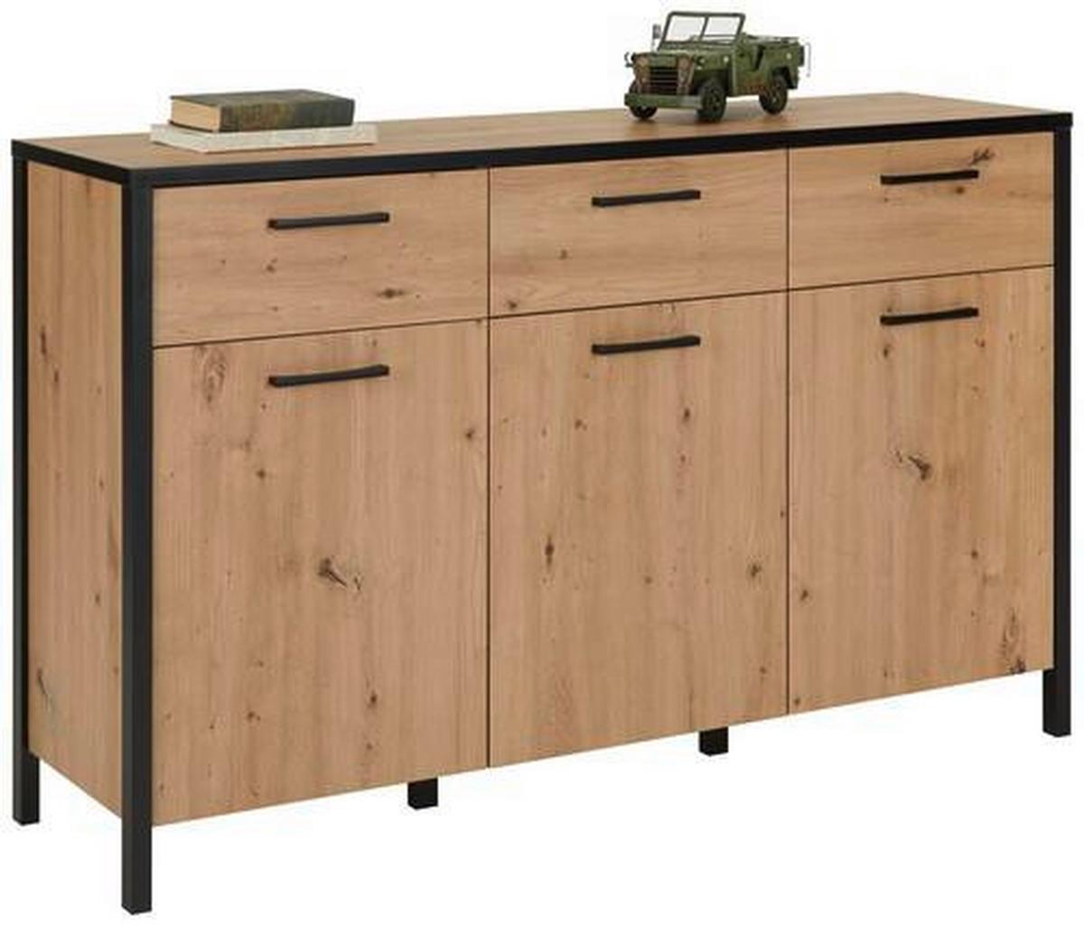Sideboard in Schwarz/Eichefarben - Eichefarben/Schwarz, Lifestyle, Holzwerkstoff/Kunststoff (139,8/89,5/40,2cm) - Mömax