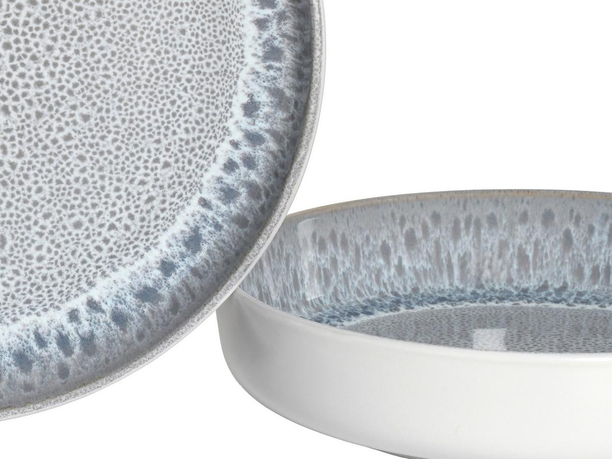 Serviciu de masă Nordic Fjord 16/1 - alb/gri satinat, Basics, ceramică - Creatable