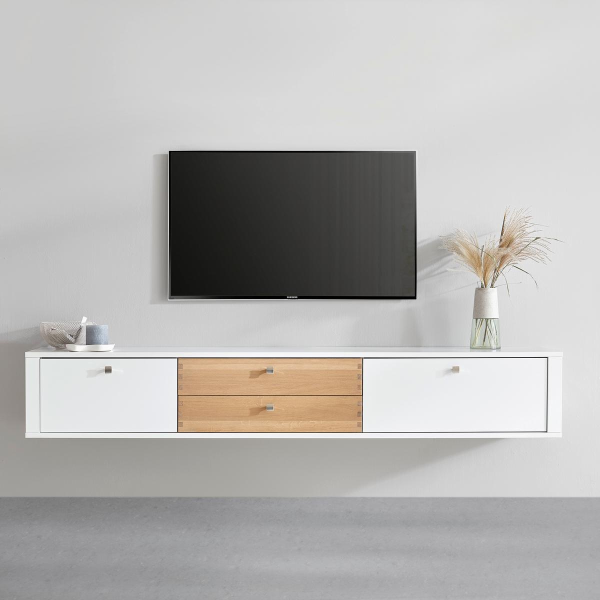 TV-Element Whitehouse 10Q8WR13 Weiß/Eichefarben - Edelstahlfarben/Eichefarben, MODERN, Holz/Holzwerkstoff (232/37/41cm) - Premium Living