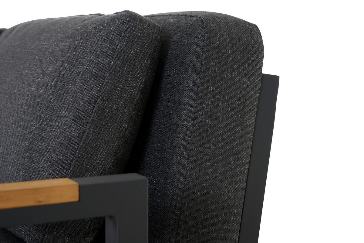 3er-Loungesofa Calera Anthrazit/Echtholz - Anthrazit, Basics, Holz/Textil (219/81/91cm) - Siena Garden