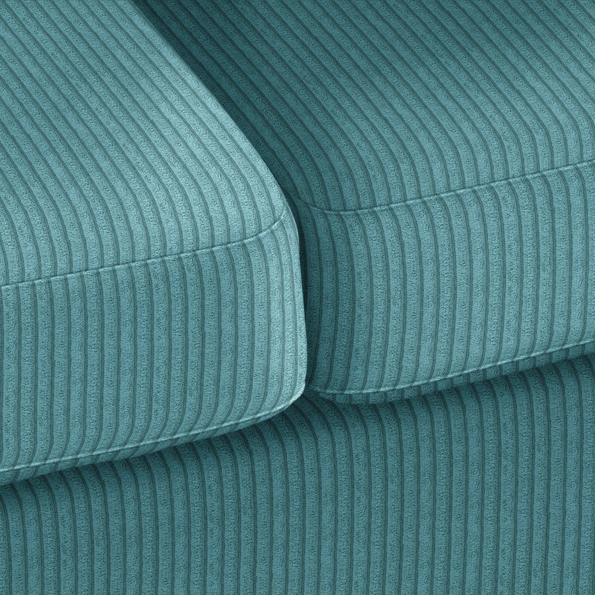 3-Sitzer-Sofa Devado Petrol Cord - Petrol/Naturfarben, Holz/Textil (216/70-85/95cm) - Mömax
