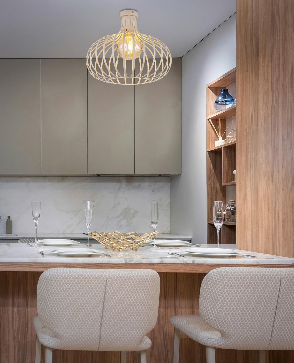 LAMPA SUFITOWA 63370119 MATEO - kremowy/kolor piaskowy, Basics, metal (40/35cm) - Globo