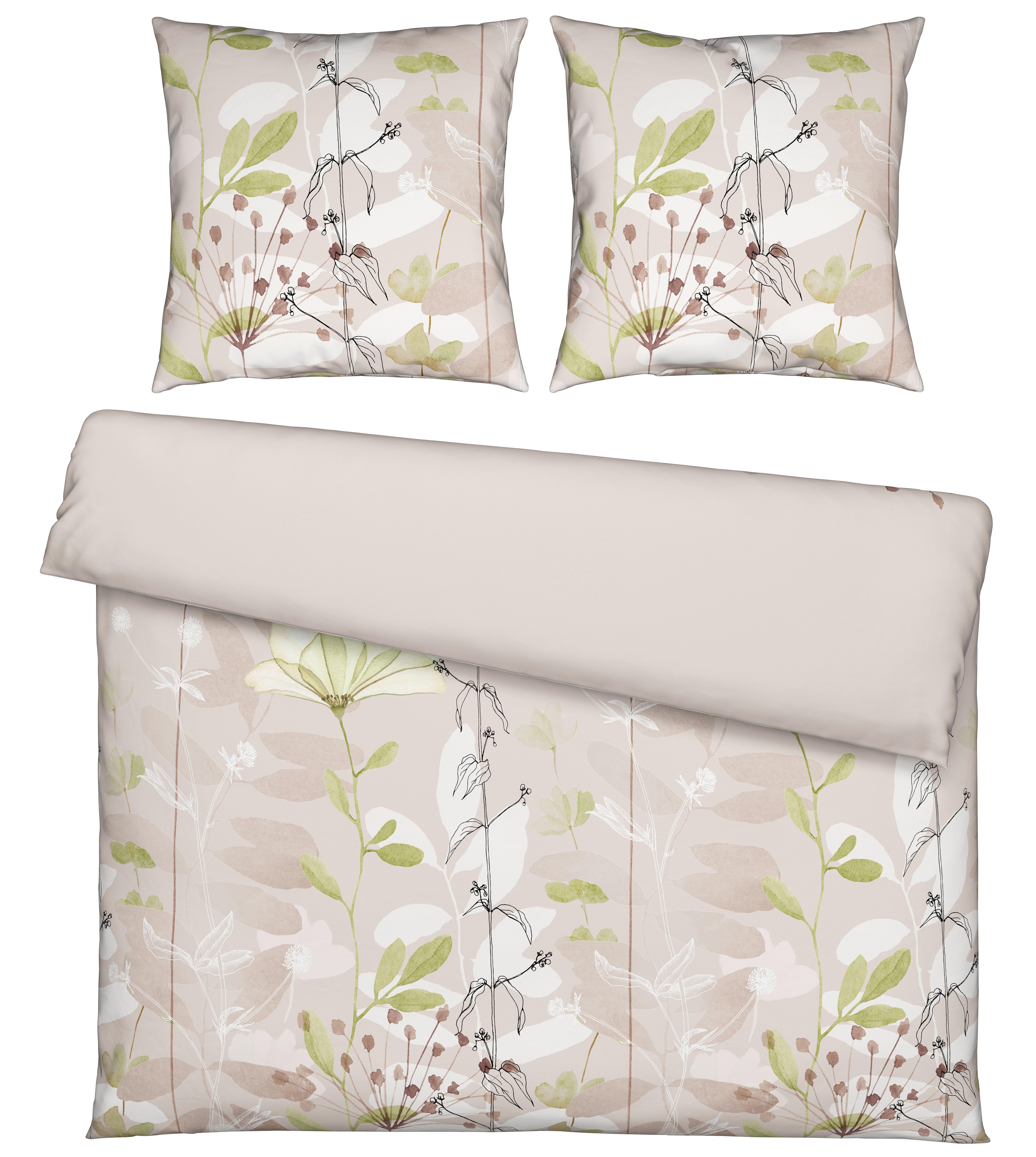 Bettwäsche Loala XXL Grün/Beige ca. 200x200cm - Beige/Grün, ROMANTIK / LANDHAUS, Textil (200/200cm) - Mömax