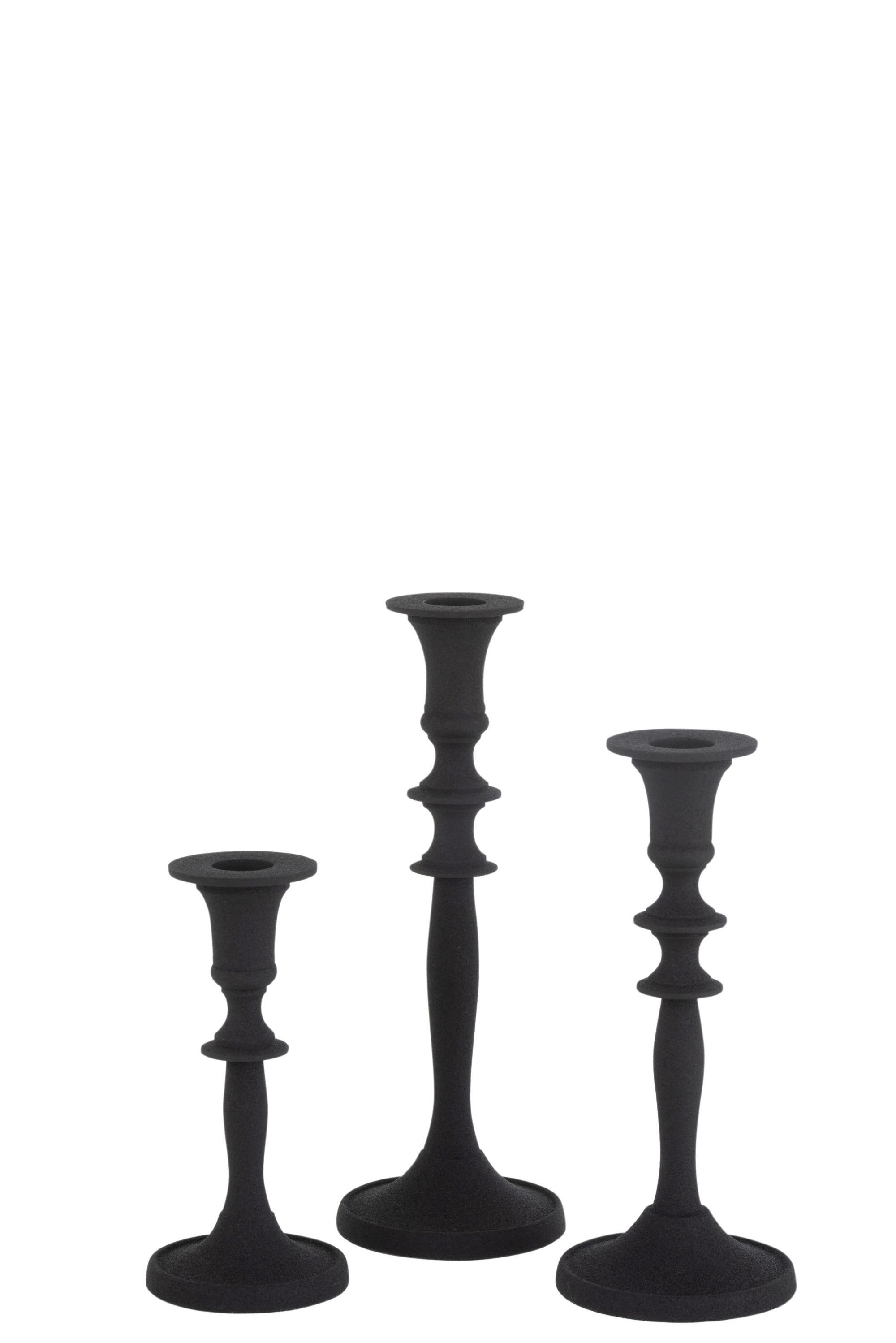ZESTAW ŚWIECZNIKÓW 18410 - czarny, Basics, metal (9/9/23cm)